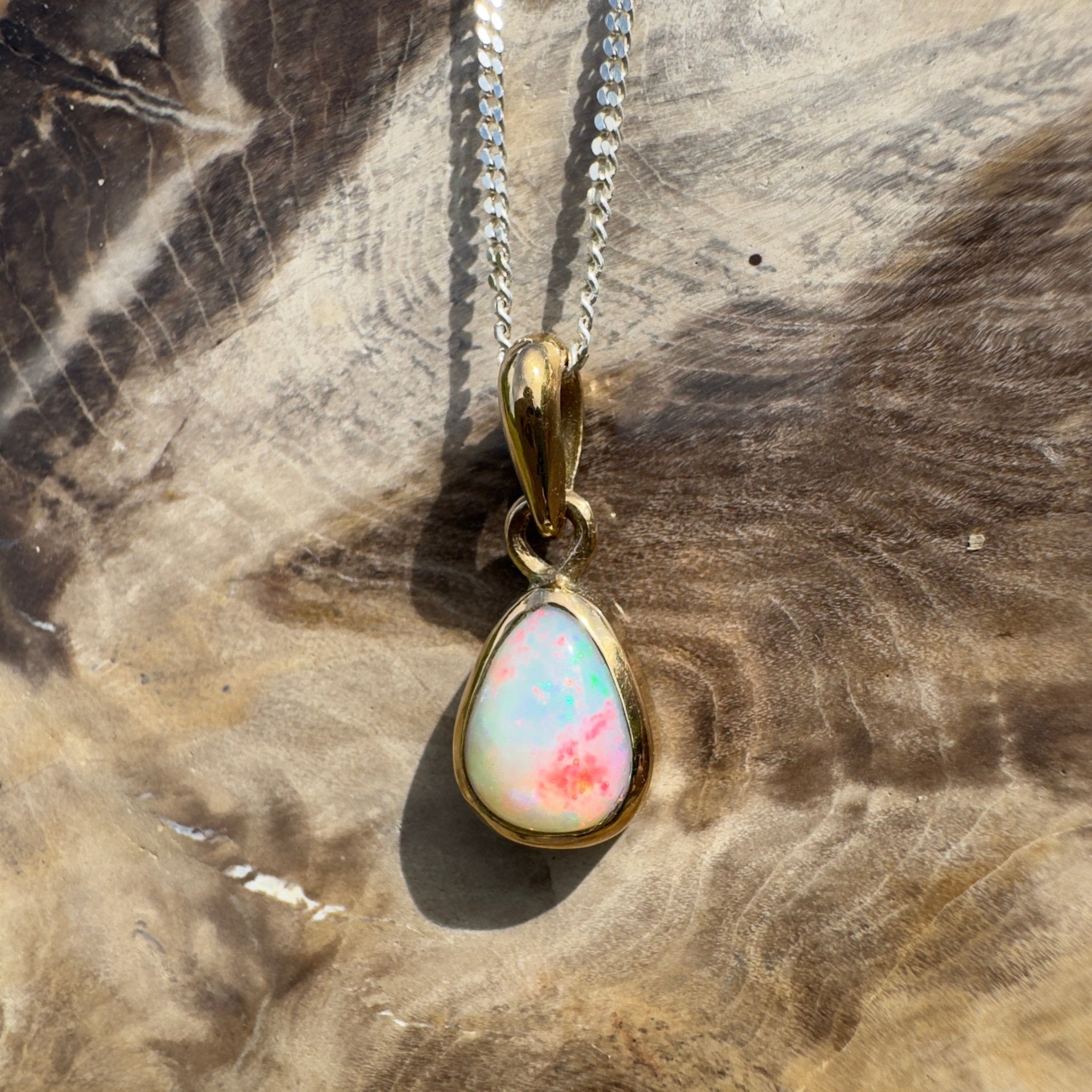 1.2ct Lightning Ridge Opal Pendant Necklace ~ 'Carnarvon Colour' | 9ct Yellow Gold | Solid Australian Opal
