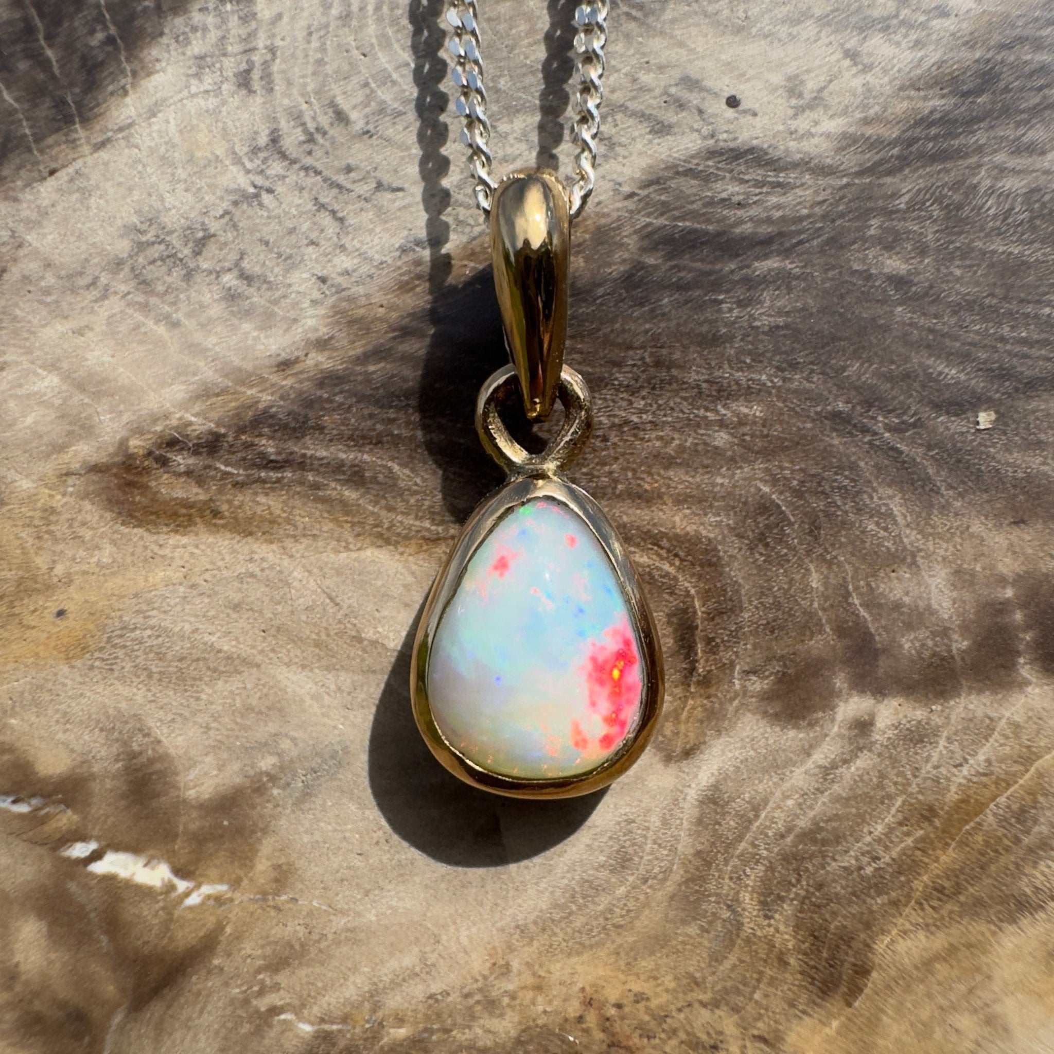1.2ct Lightning Ridge Opal Pendant Necklace ~ 'Carnarvon Colour' | 9ct Yellow Gold | Solid Australian Opal