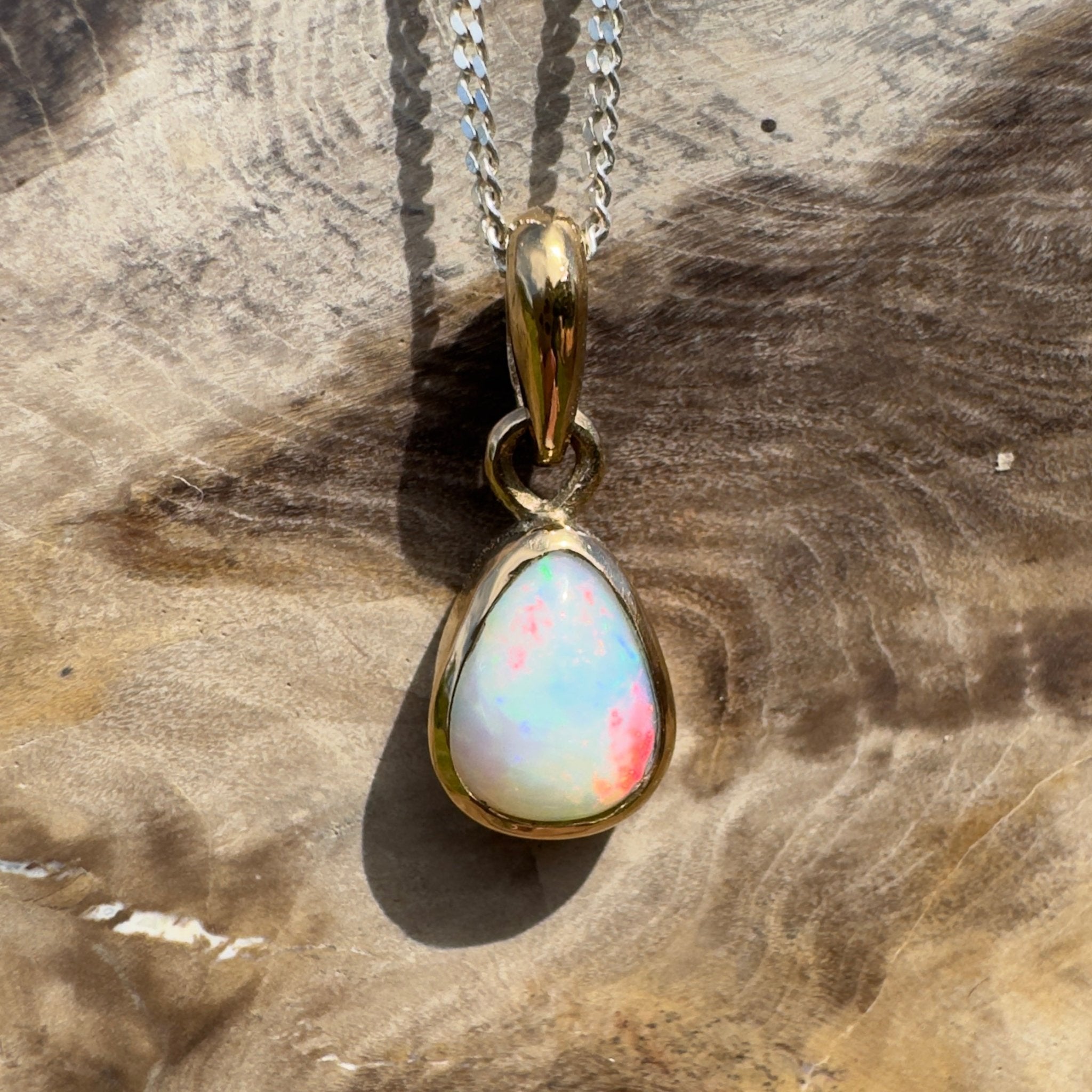 1.2ct Lightning Ridge Opal Pendant Necklace ~ 'Carnarvon Colour' | 9ct Yellow Gold | Solid Australian Opal