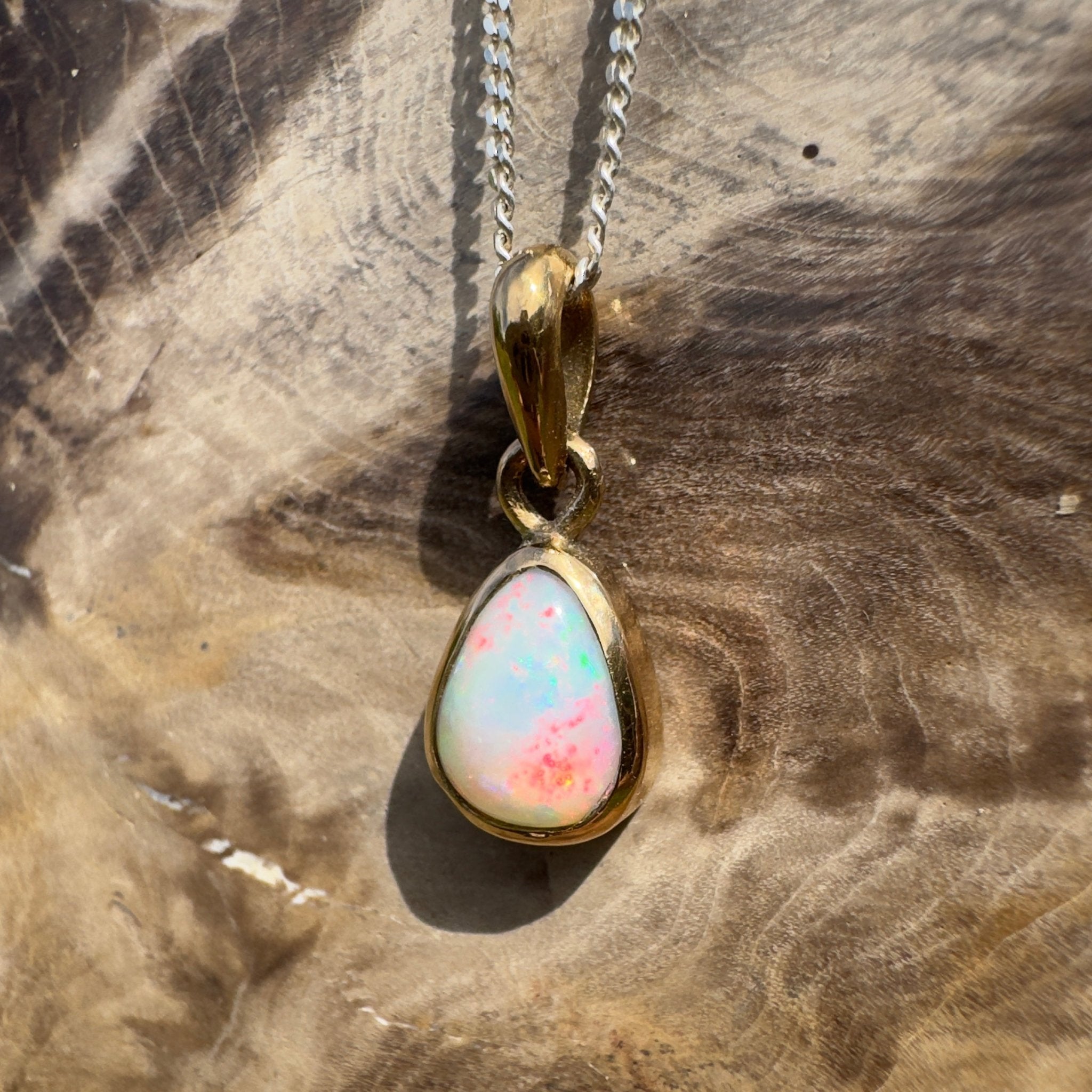 1.2ct Lightning Ridge Opal Pendant Necklace ~ 'Carnarvon Colour' | 9ct Yellow Gold | Solid Australian Opal