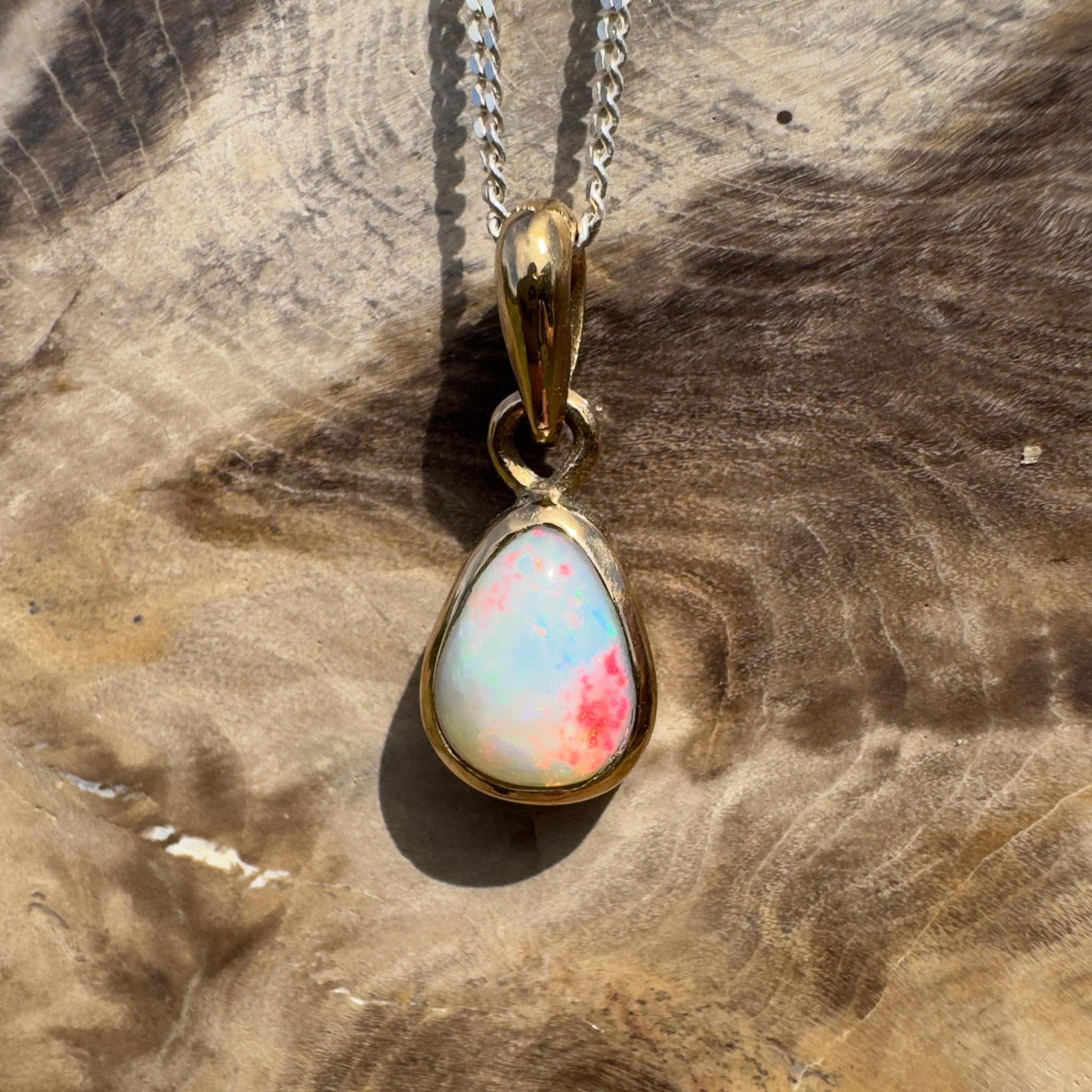 1.2ct Lightning Ridge Opal Pendant Necklace ~ 'Carnarvon Colour' | 9ct Yellow Gold | Solid Australian Opal