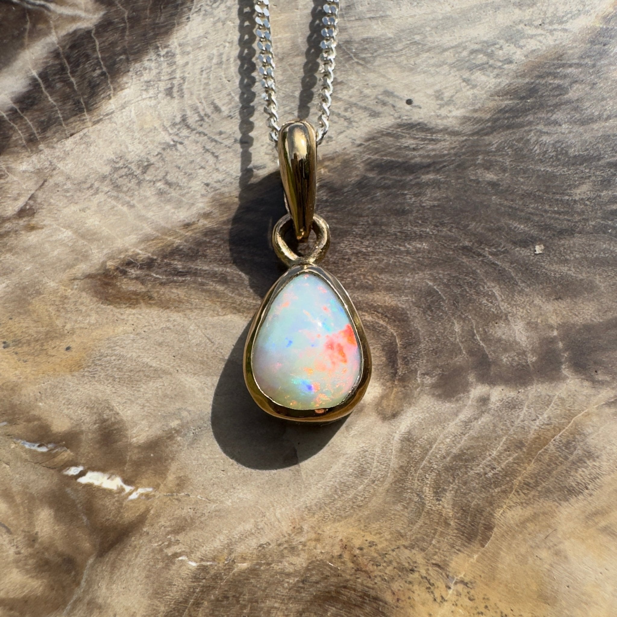 1.2ct Lightning Ridge Opal Pendant Necklace ~ 'Carnarvon Colour' | 9ct Yellow Gold | Solid Australian Opal