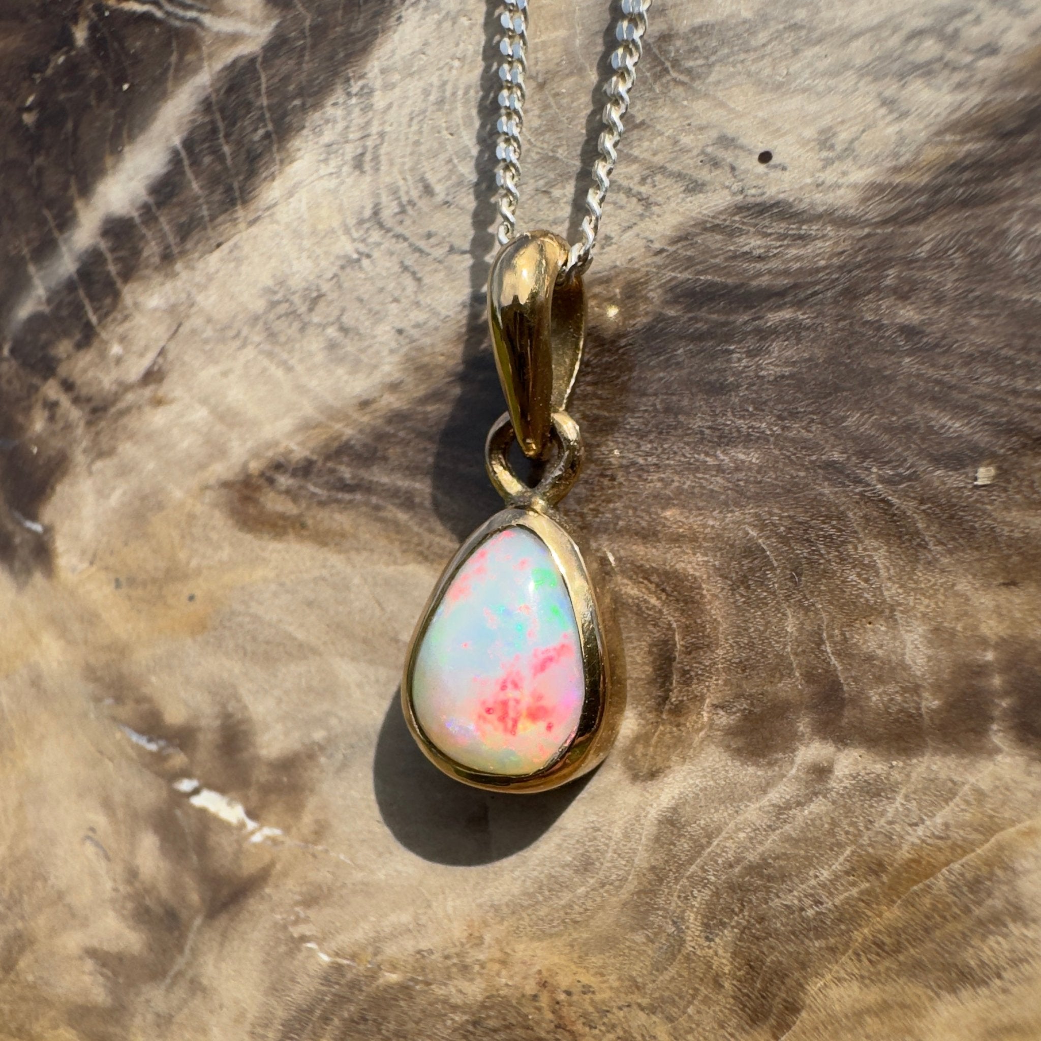 1.2ct Lightning Ridge Opal Pendant Necklace ~ 'Carnarvon Colour' | 9ct Yellow Gold | Solid Australian Opal