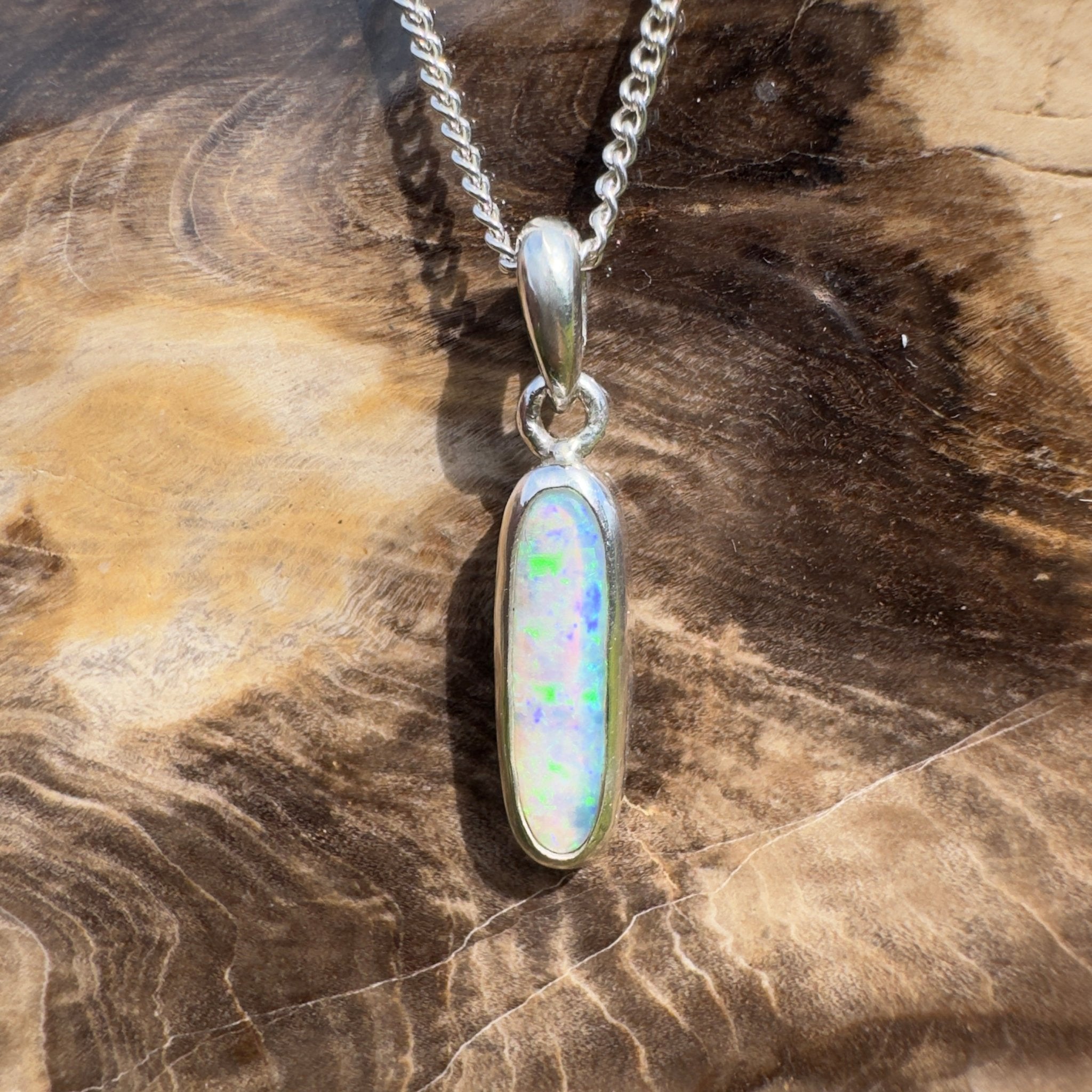 1.2ct Lightning Ridge Opal Pendant Necklace ~ 'Rowley Shoals Depth' | 925 Sterling Silver | Solid Australian Opal