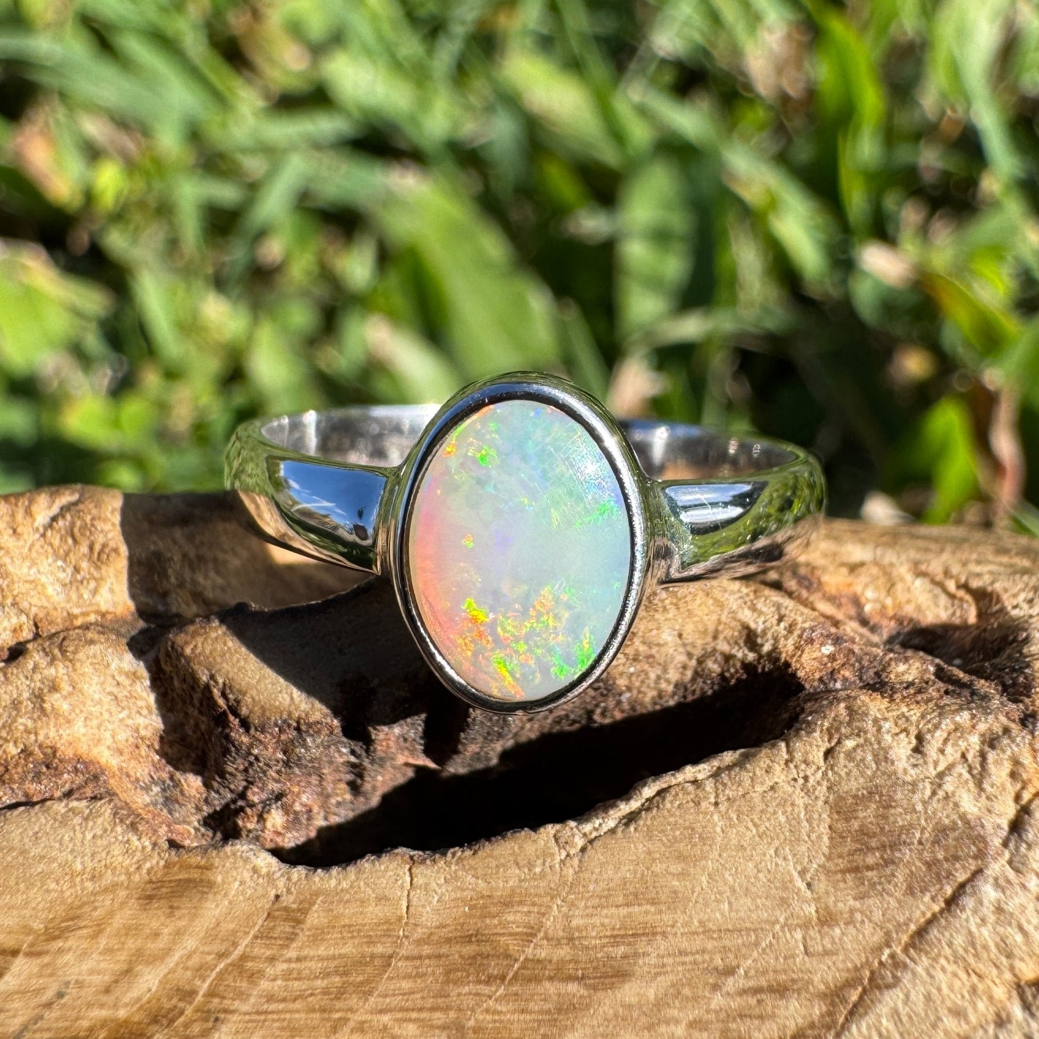 1.2ct Lightning Ridge Opal Ring ~ 'Kakadu Flare' | 925 Sterling Silver | Solid Australian Opal
