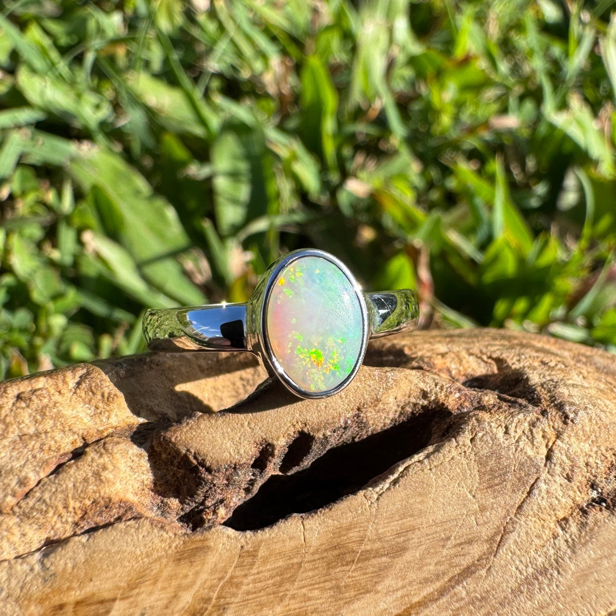 1.2ct Lightning Ridge Opal Ring ~ 'Kakadu Flare' | 925 Sterling Silver | Solid Australian Opal