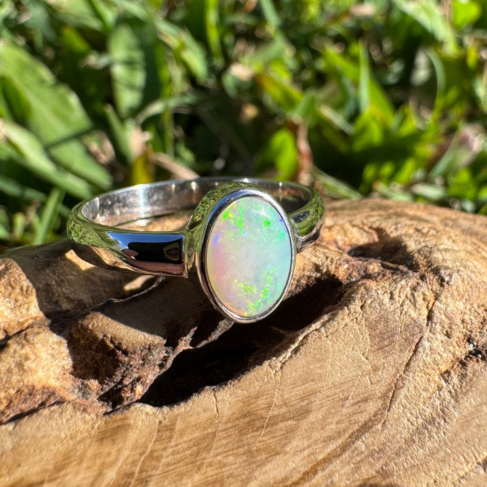 1.2ct Lightning Ridge Opal Ring ~ 'Kakadu Flare' | 925 Sterling Silver | Solid Australian Opal