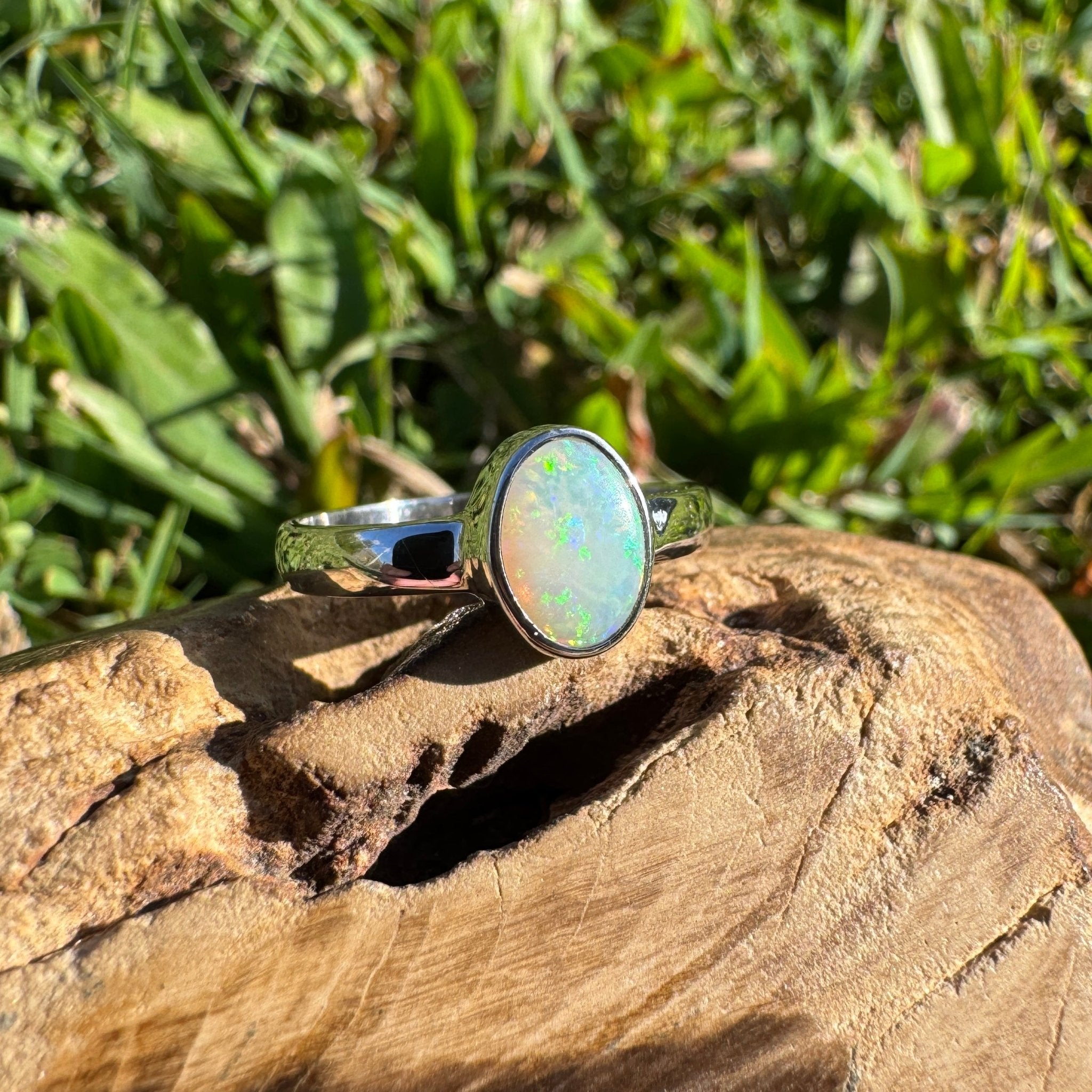 1.2ct Lightning Ridge Opal Ring ~ 'Kakadu Flare' | 925 Sterling Silver | Solid Australian Opal