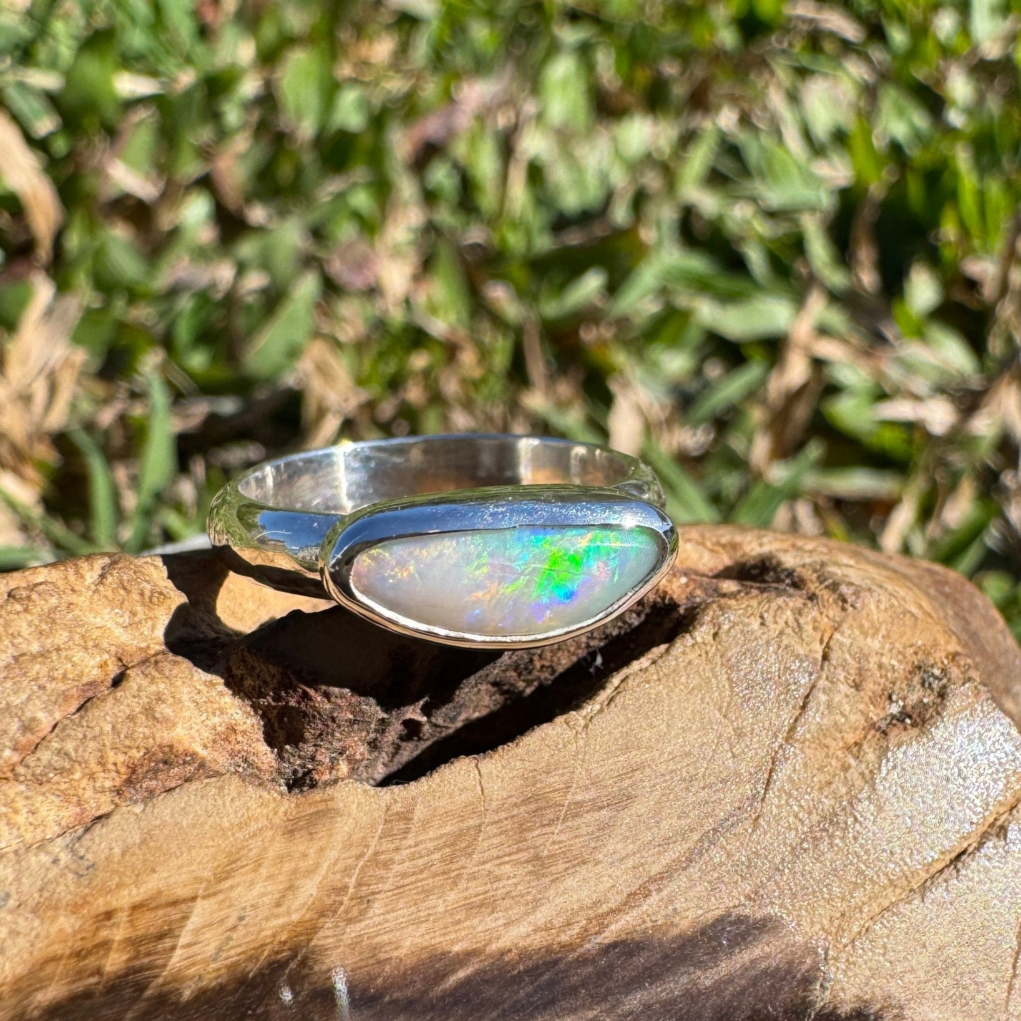 1.2ct Lightning Ridge Opal Ring ~ 'Lucky Bay Rainbow' | 925 Sterling Silver | Solid Australian Opal