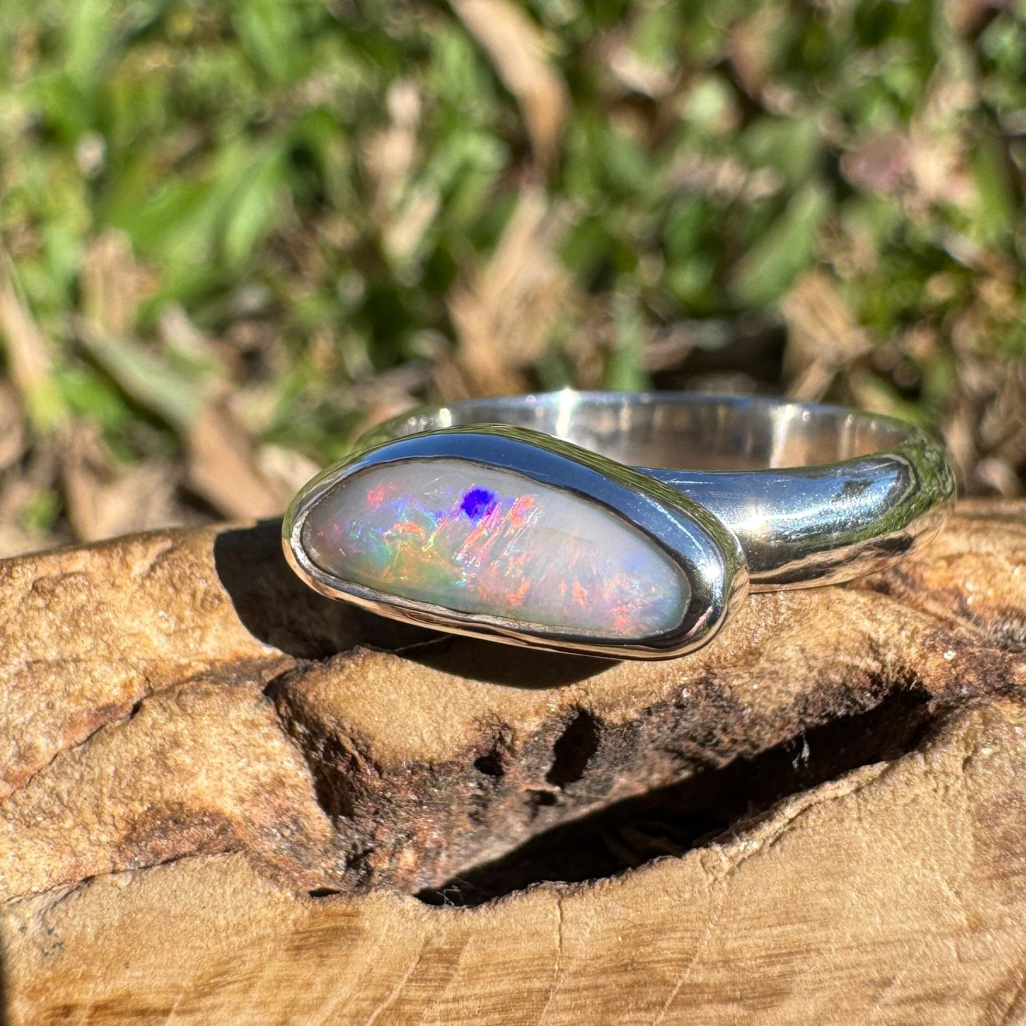 1.2ct Lightning Ridge Opal Ring ~ 'Lucky Bay Rainbow' | 925 Sterling Silver | Solid Australian Opal