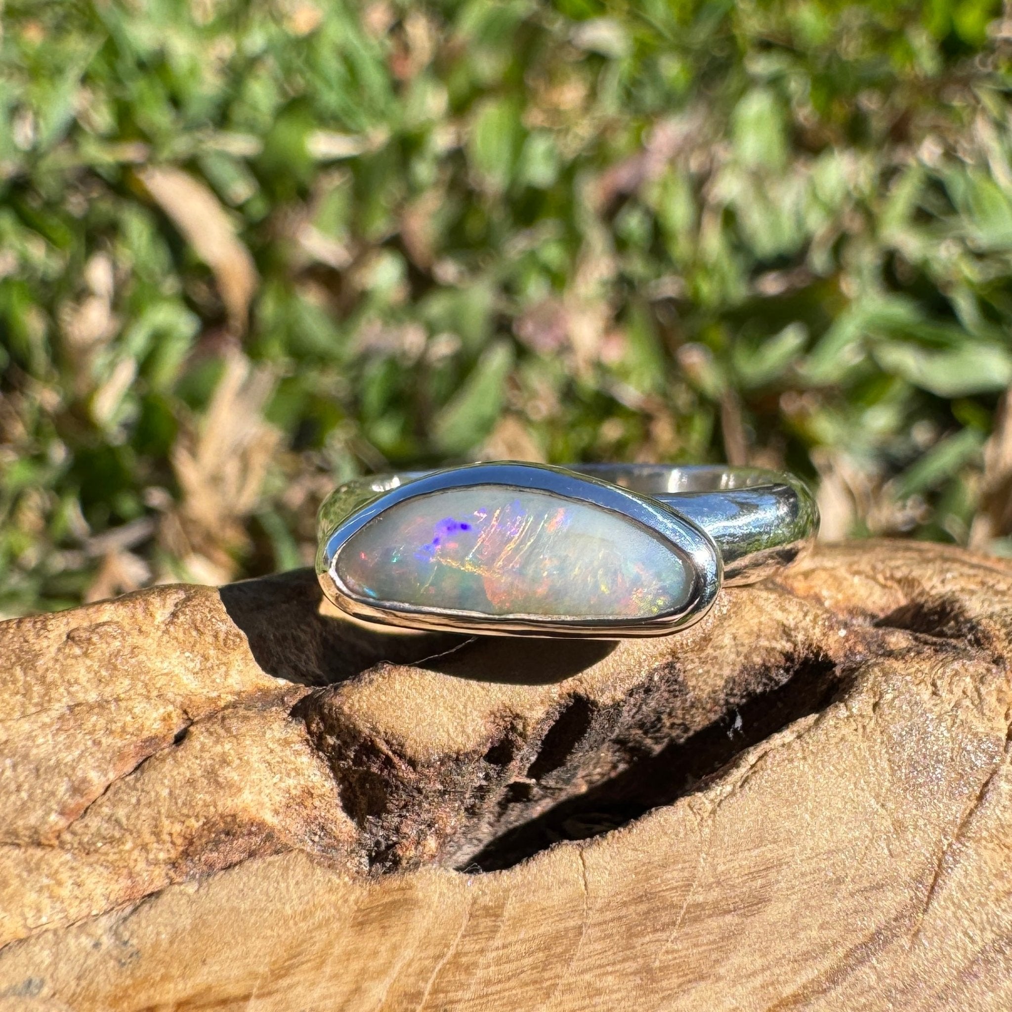 1.2ct Lightning Ridge Opal Ring ~ 'Lucky Bay Rainbow' | 925 Sterling Silver | Solid Australian Opal