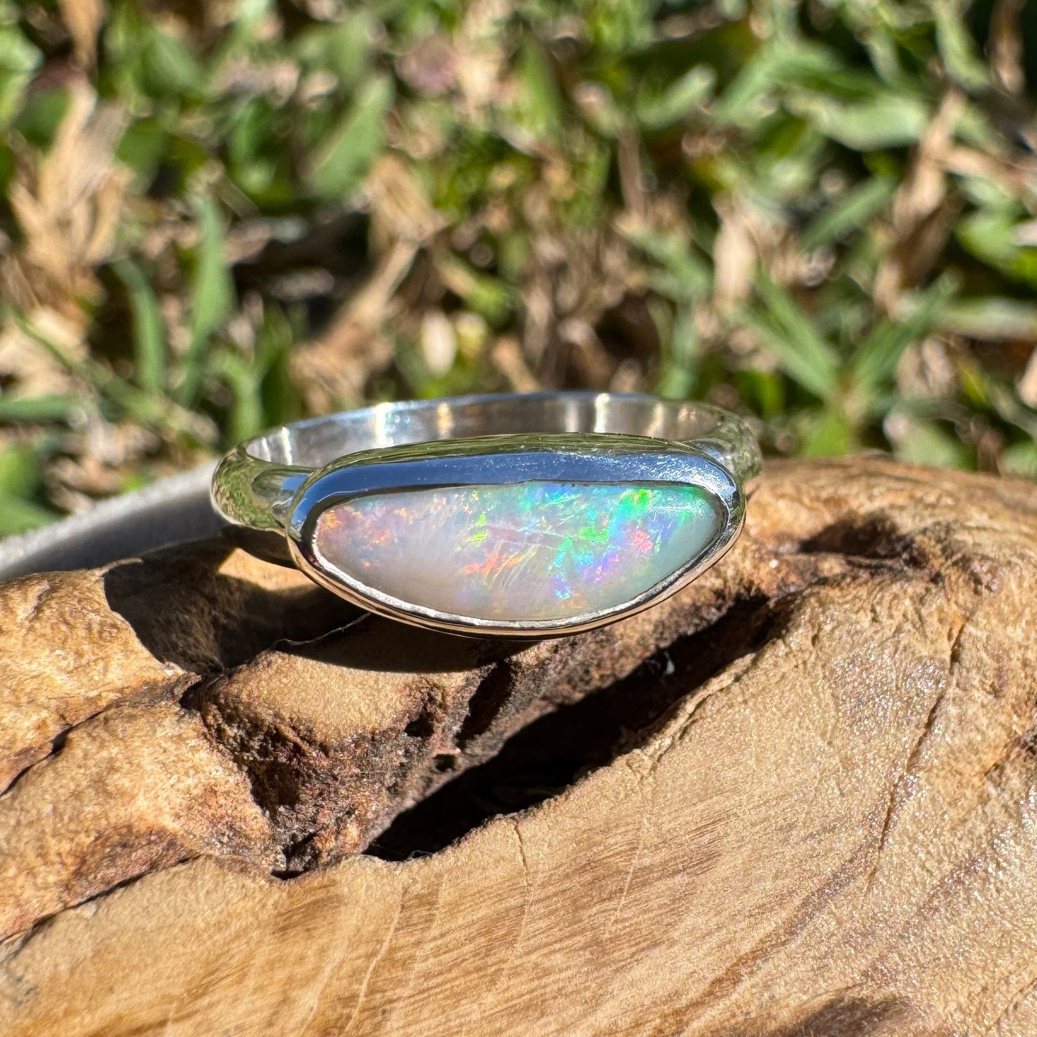 1.2ct Lightning Ridge Opal Ring ~ 'Lucky Bay Rainbow' | 925 Sterling Silver | Solid Australian Opal