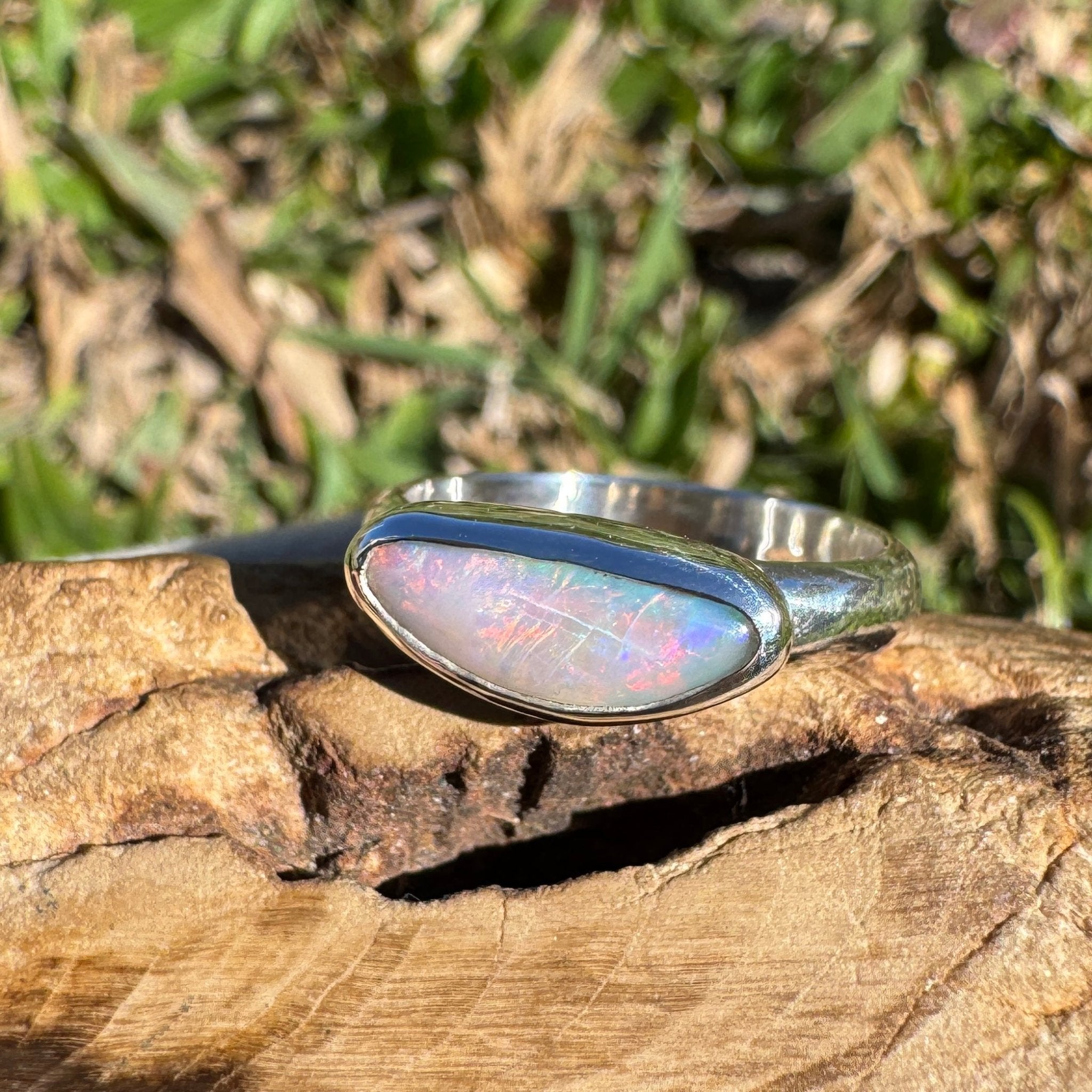 1.2ct Lightning Ridge Opal Ring ~ 'Lucky Bay Rainbow' | 925 Sterling Silver | Solid Australian Opal