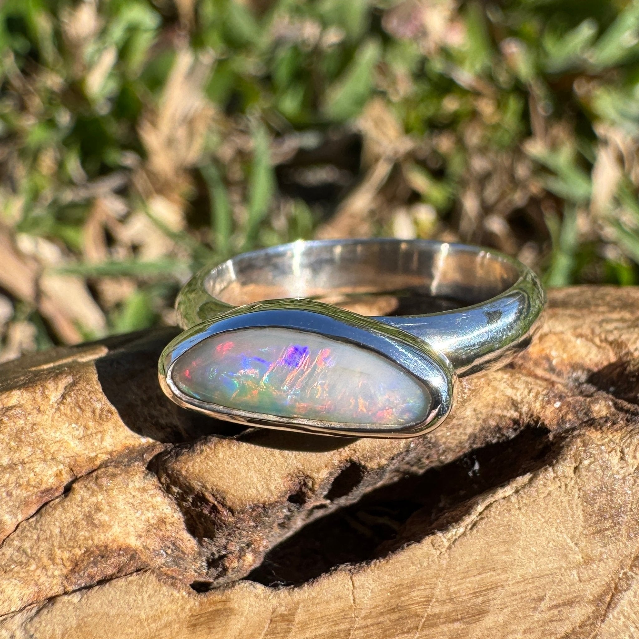 1.2ct Lightning Ridge Opal Ring ~ 'Lucky Bay Rainbow' | 925 Sterling Silver | Solid Australian Opal