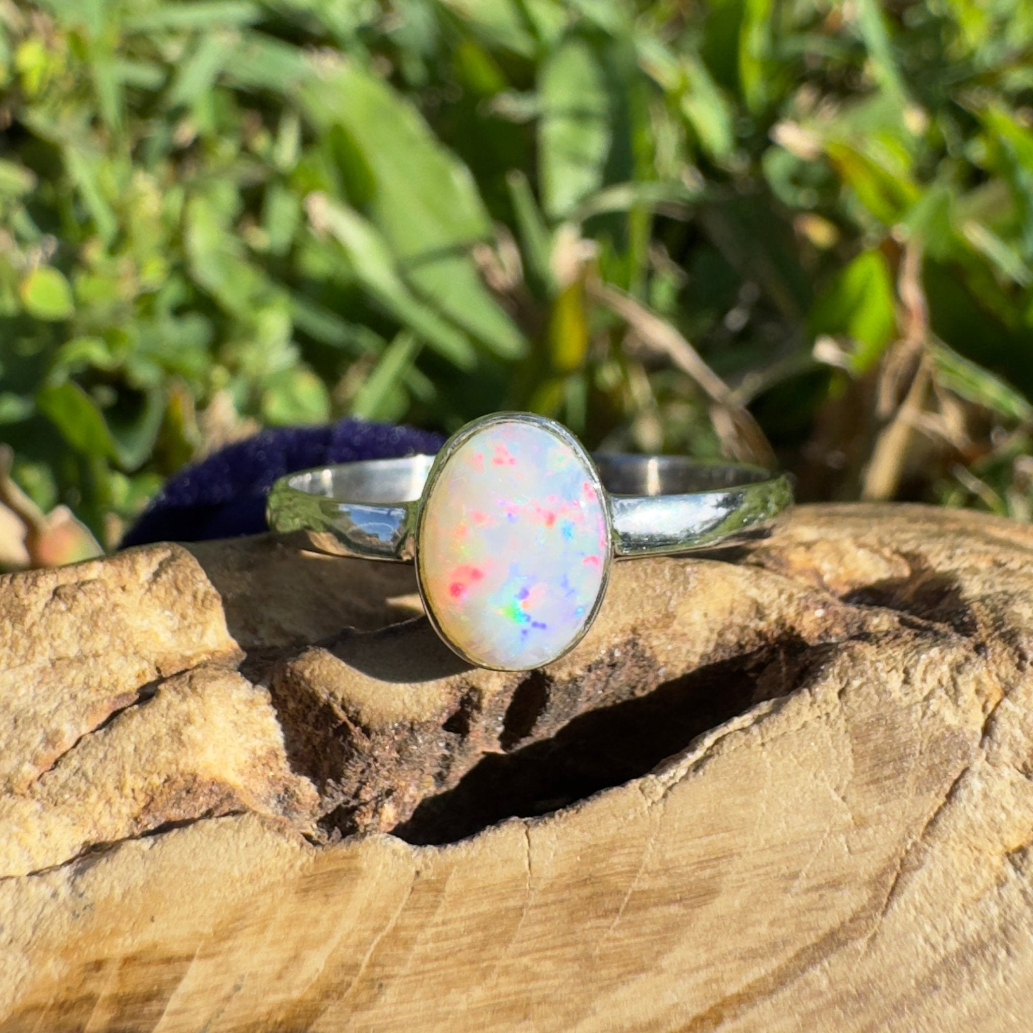 1.2ct Lightning Ridge Opal Ring ~ 'Whitehaven Blaze' | 925 Sterling Silver | Solid Australian Opal