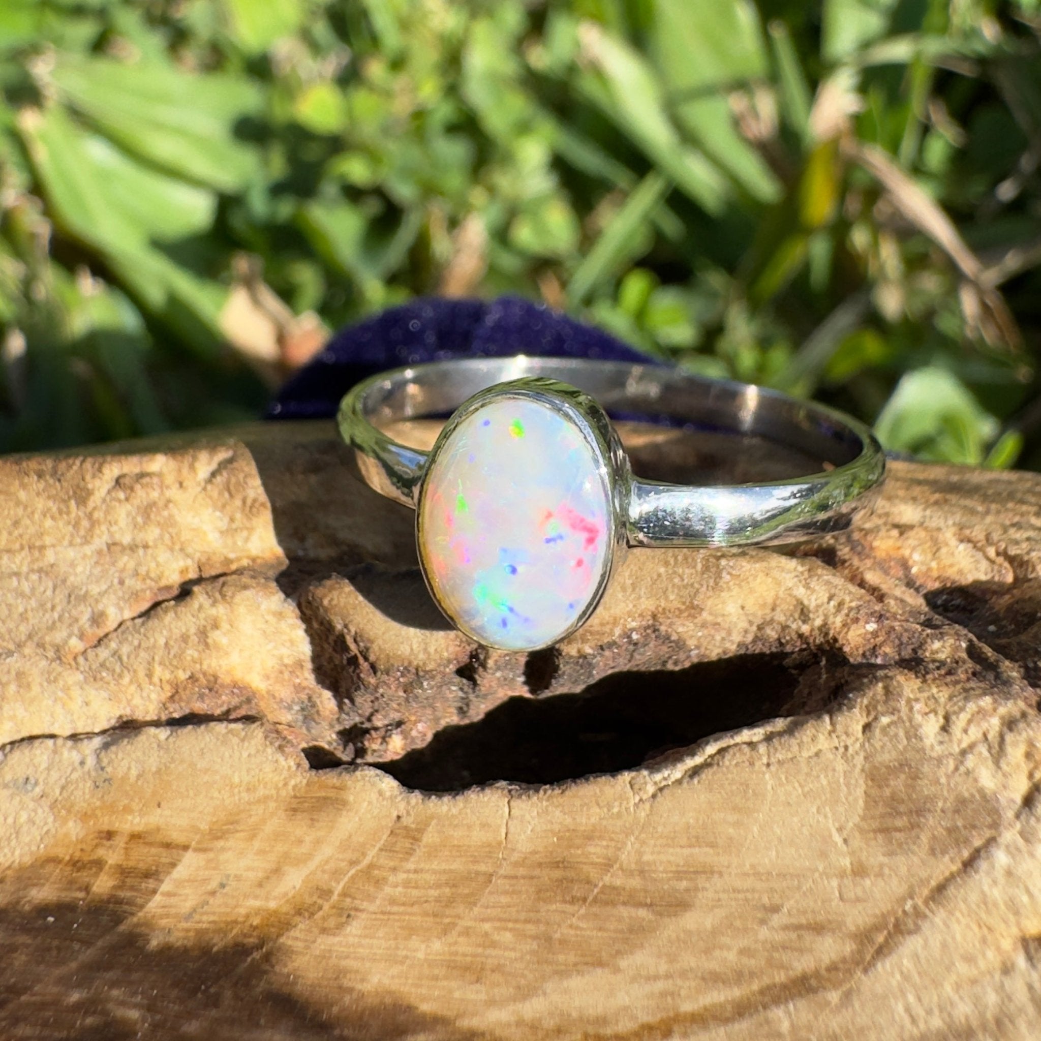 1.2ct Lightning Ridge Opal Ring ~ 'Whitehaven Blaze' | 925 Sterling Silver | Solid Australian Opal