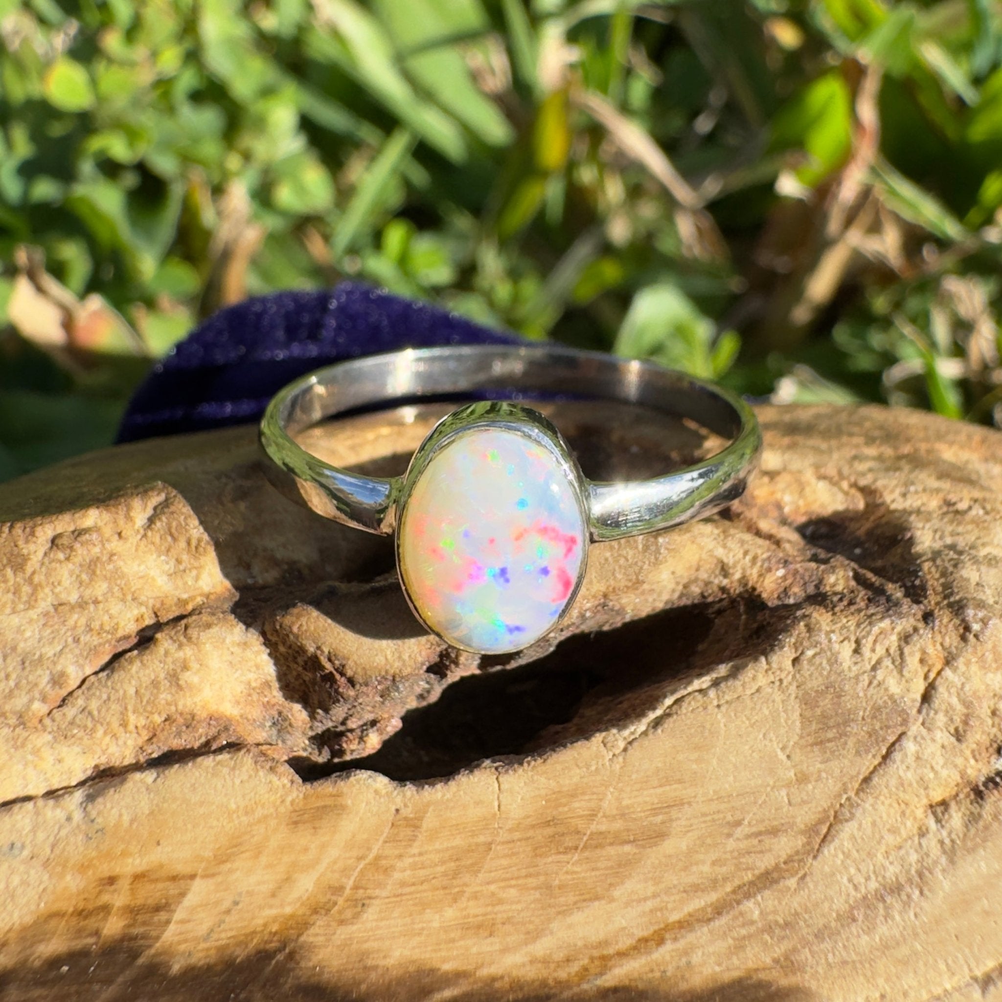 1.2ct Lightning Ridge Opal Ring ~ 'Whitehaven Blaze' | 925 Sterling Silver | Solid Australian Opal