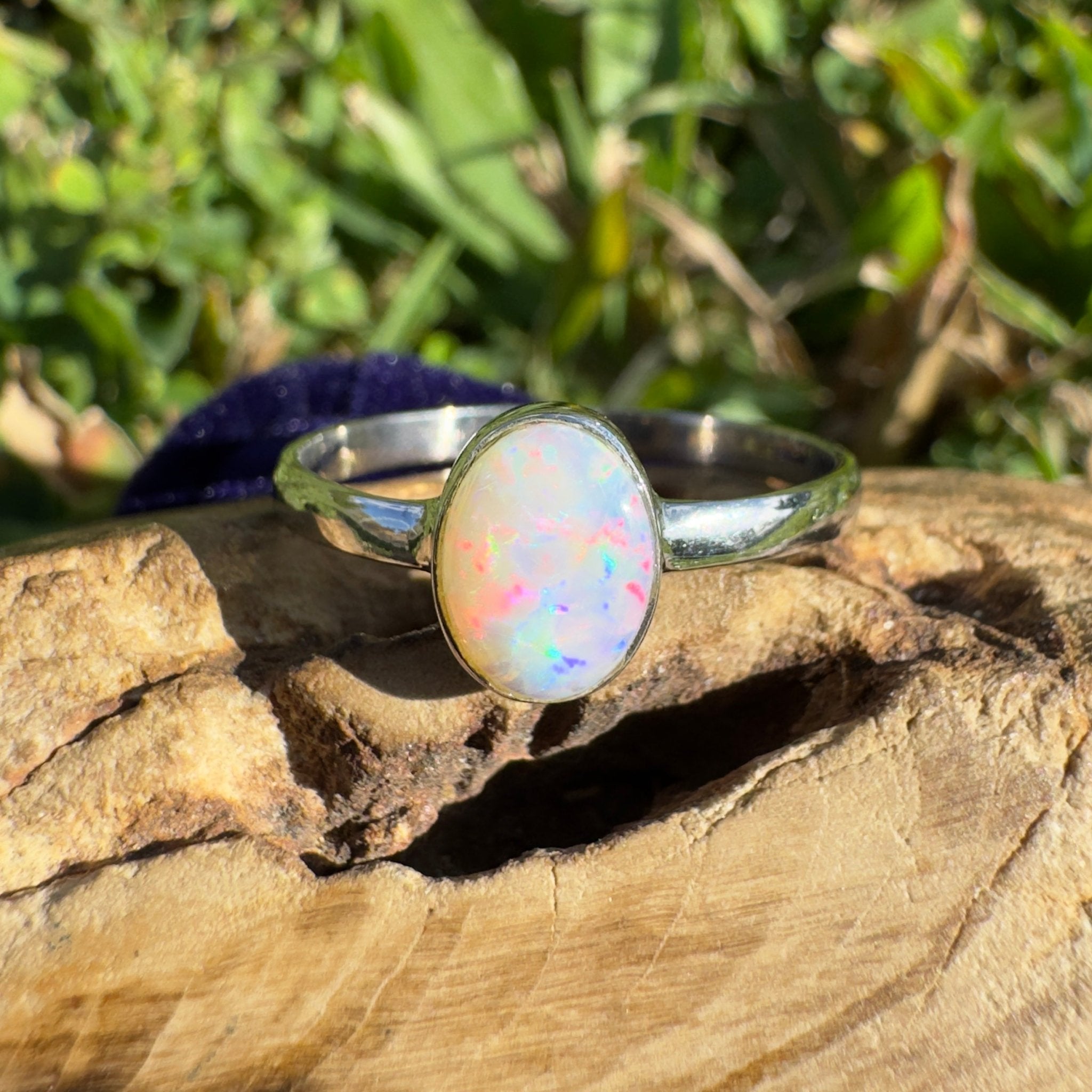 1.2ct Lightning Ridge Opal Ring ~ 'Whitehaven Blaze' | 925 Sterling Silver | Solid Australian Opal