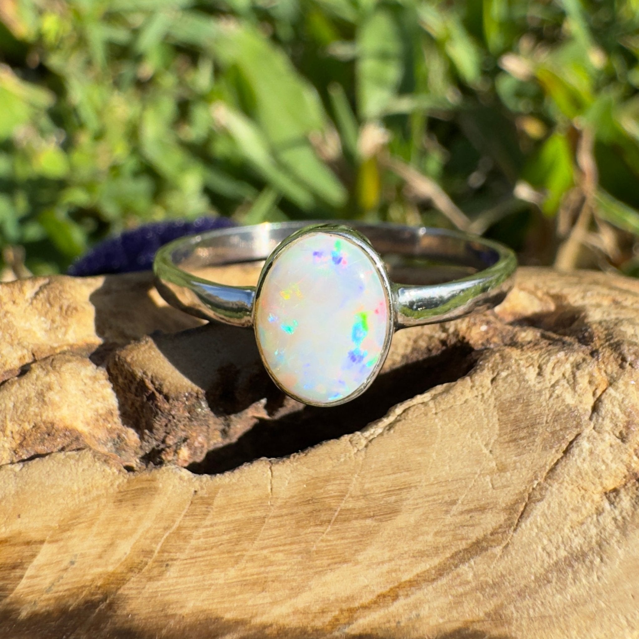 1.2ct Lightning Ridge Opal Ring ~ 'Whitehaven Blaze' | 925 Sterling Silver | Solid Australian Opal