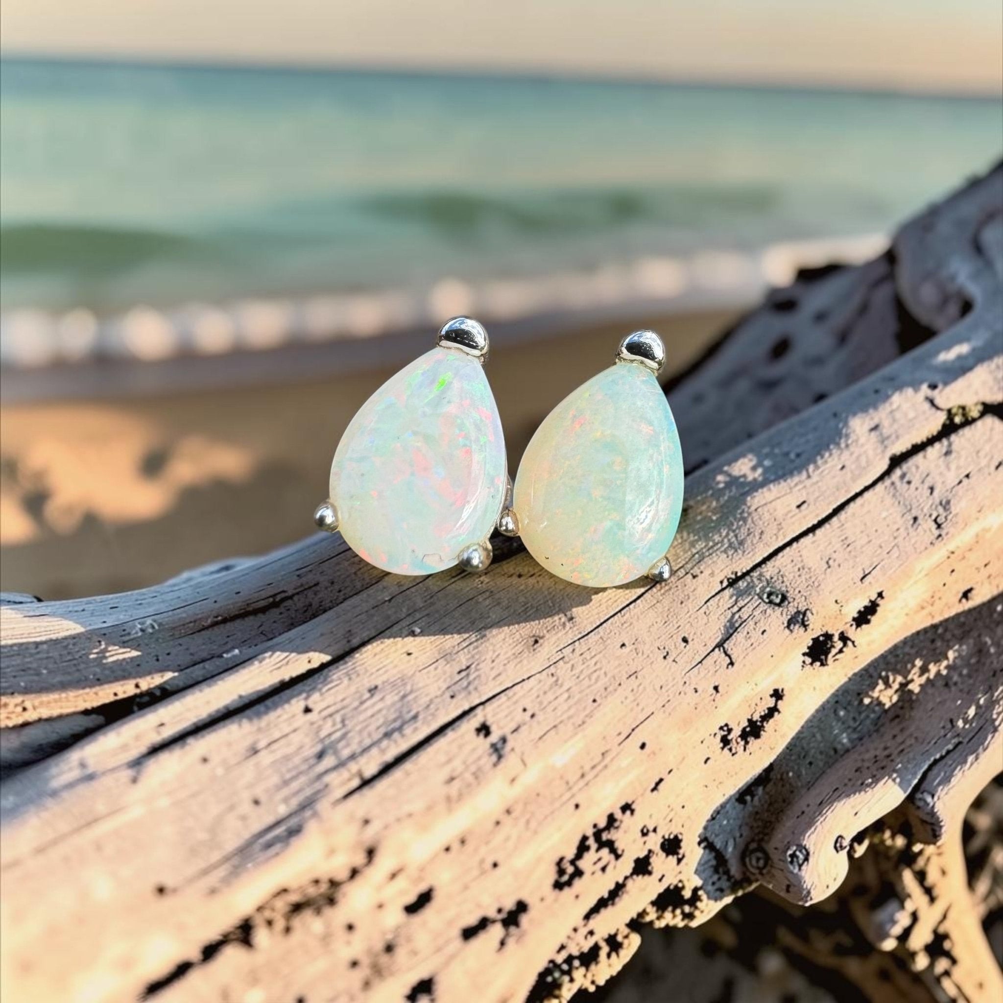 1.3ct Coober Pedy Opal Earrings ~ 'Bramston Beach Blush' | 925 Sterling Silver | Solid Australian Opal
