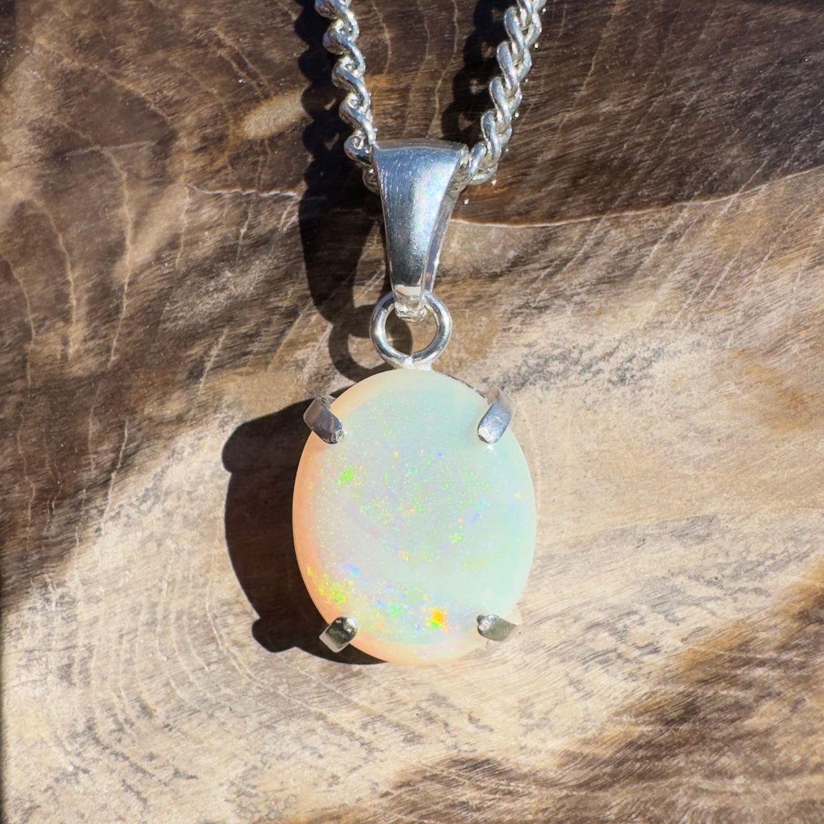 1.3ct Coober Pedy Opal Pendant Necklace ~ 'Mossman Mist' | 925 Sterling Silver | Solid Australian Opal