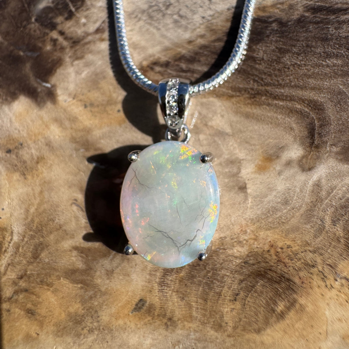 1.3ct Coober Pedy Opal Pendant Necklace ~ 'Noosa Nightfall' | 925 Sterling Silver | Solid Australian Opal