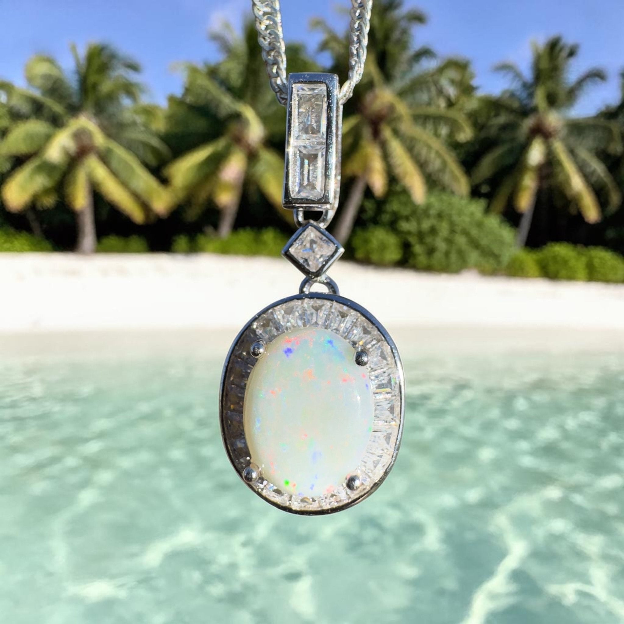 1.3ct Coober Pedy Opal Pendant Necklace ~ 'Snowy Mountains Shimmer' | 925 Sterling Silver | Solid Australian Opal