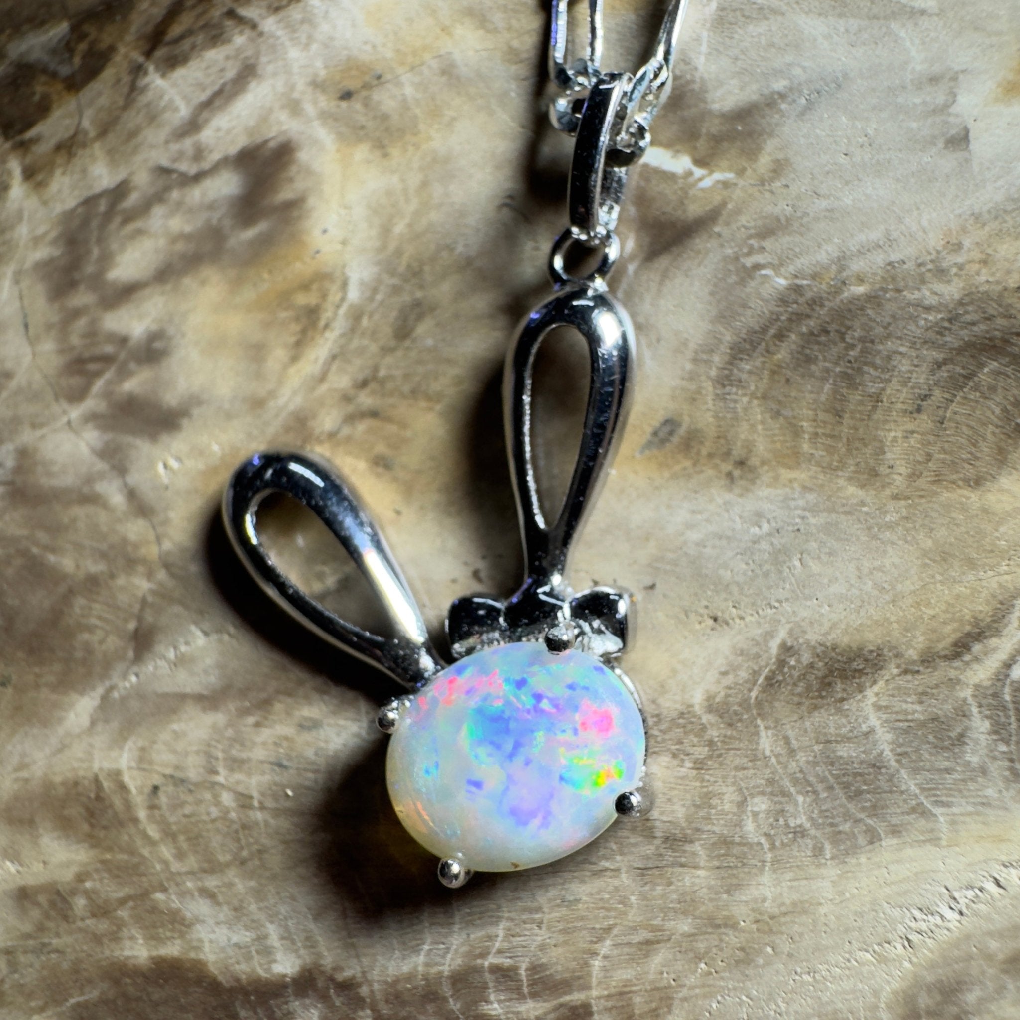 1.3ct Coober Pedy Opal Pendant Necklace ~ 'The White Cliffs Corona' | 925 Sterling Silver | Solid Australian Opal