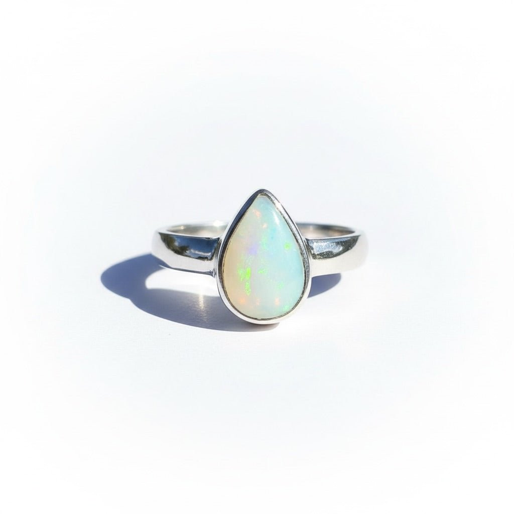 1.3ct Coober Pedy Opal Ring ~ 'Daintree Green Fire' | 925 Sterling Silver | Solid Australian Opal