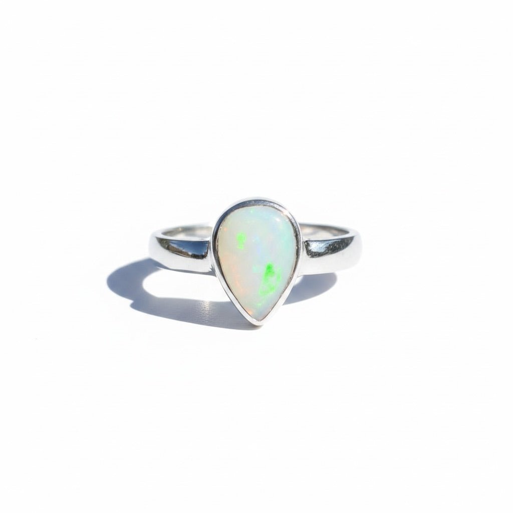 1.3ct Coober Pedy Opal Ring ~ 'Daintree Green Fire' | 925 Sterling Silver | Solid Australian Opal