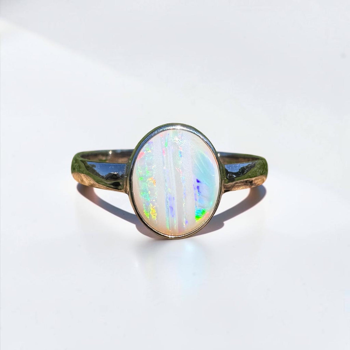 1.3ct Coober Pedy Opal Ring ~ 'Rosebery Blaze' | 925 Sterling Silver | Solid Australian Opal
