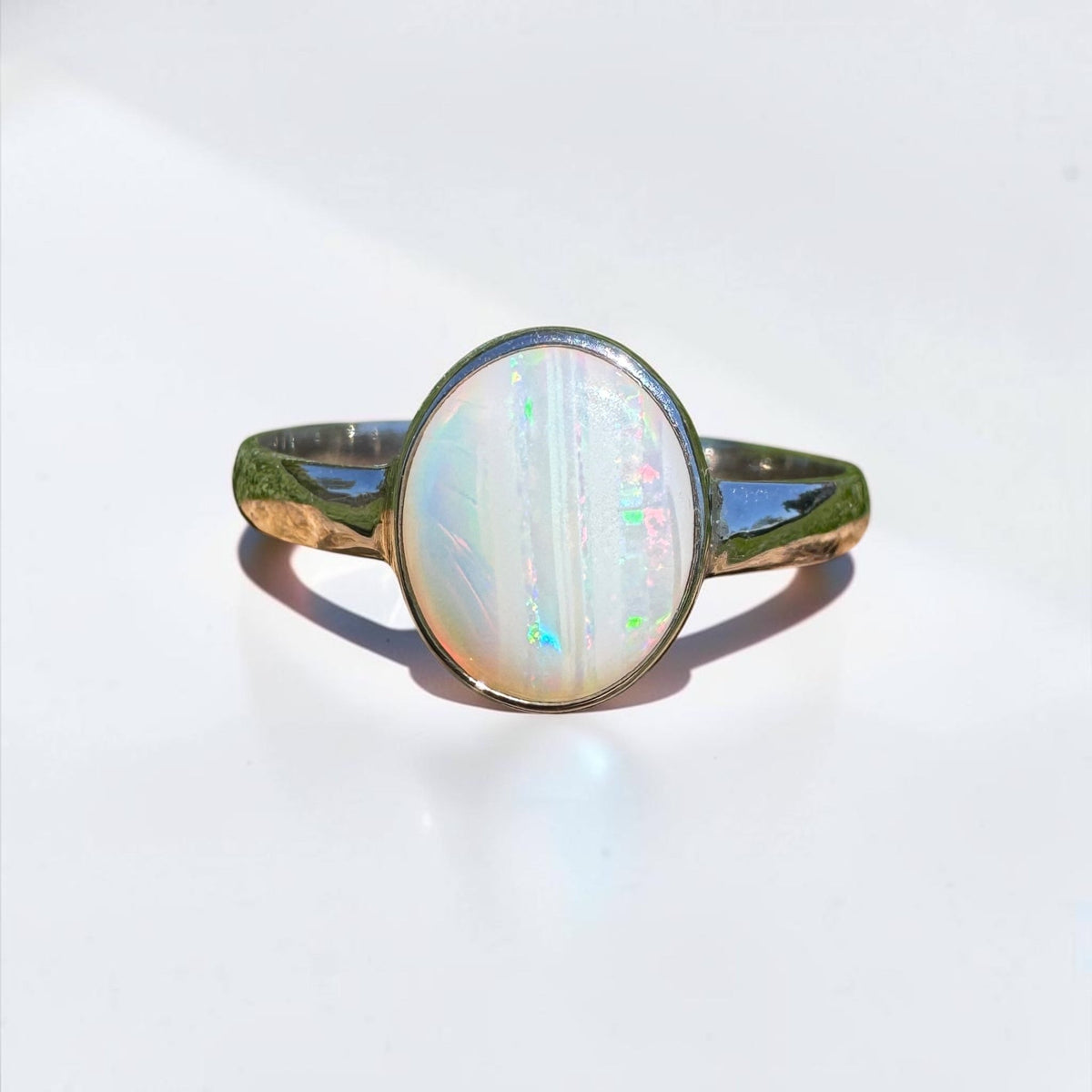1.3ct Coober Pedy Opal Ring ~ 'Rosebery Blaze' | 925 Sterling Silver | Solid Australian Opal