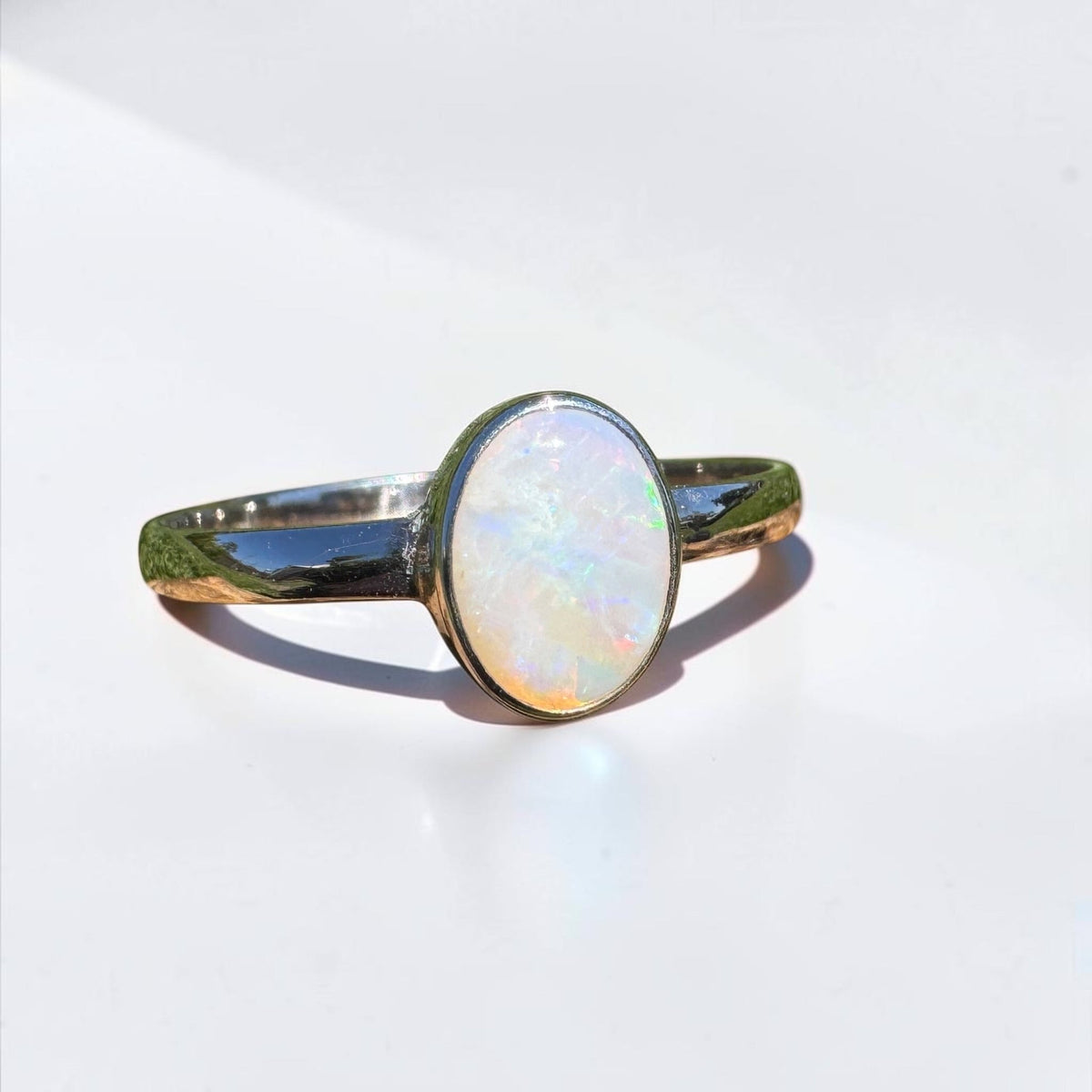 1.3ct Coober Pedy Opal Ring ~ 'Rosebery Blaze' | 925 Sterling Silver | Solid Australian Opal