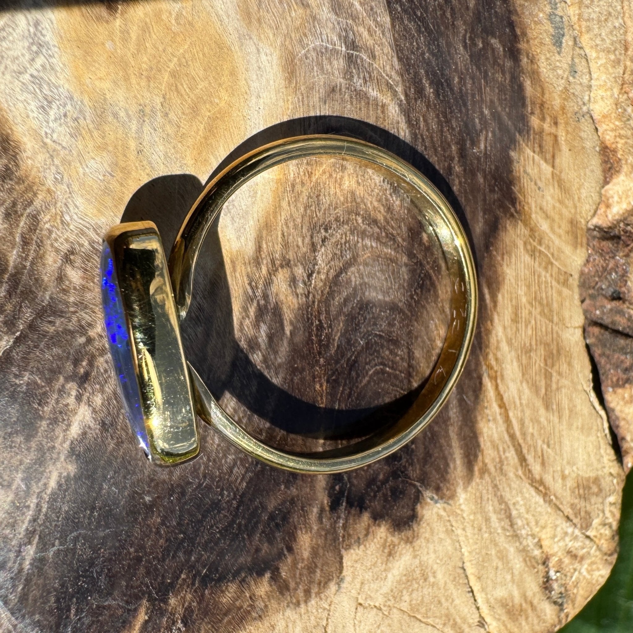 1.3ct Lightning Ridge Black Opal Ring ~ 'Piccaninny Pulse' | 9ct Yellow Gold | Solid Australian Opal
