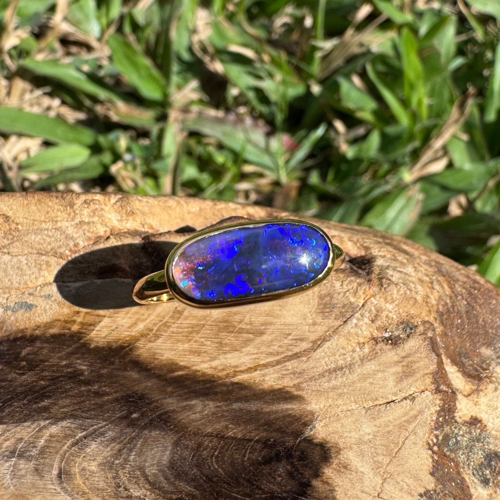1.3ct Lightning Ridge Black Opal Ring ~ 'Piccaninny Pulse' | 9ct Yellow Gold | Solid Australian Opal