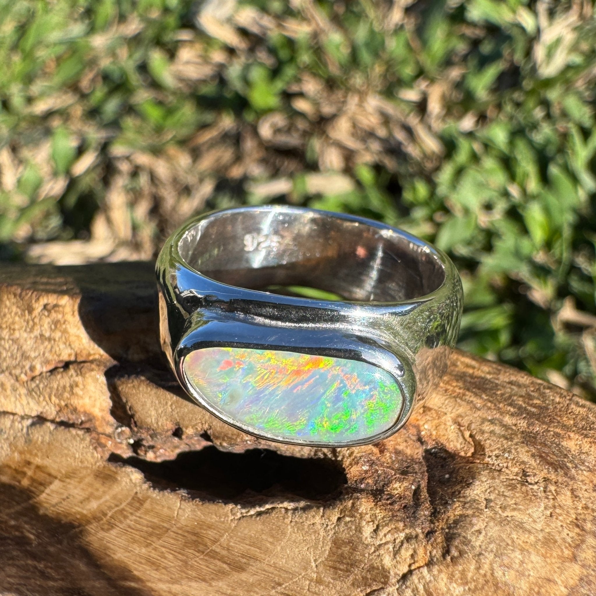 1.3ct Lightning Ridge Opal Ring ~ 'Tamworth Flame' | 925 Sterling Silver | Solid Australian Opal