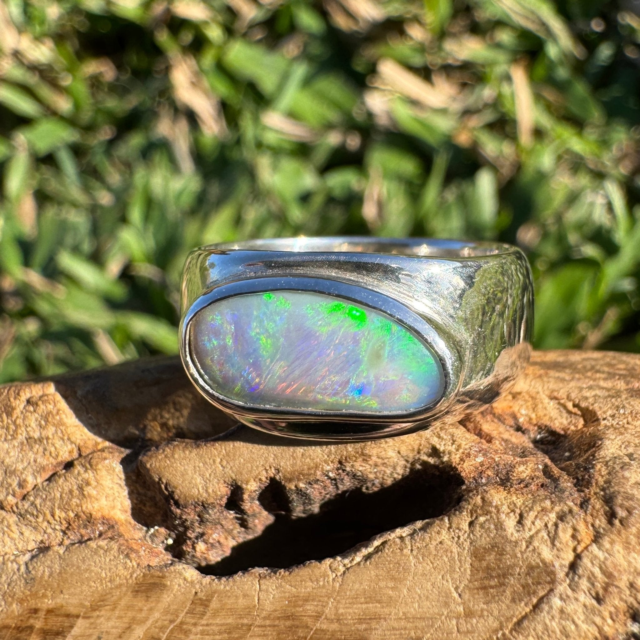 1.3ct Lightning Ridge Opal Ring ~ 'Tamworth Flame' | 925 Sterling Silver | Solid Australian Opal