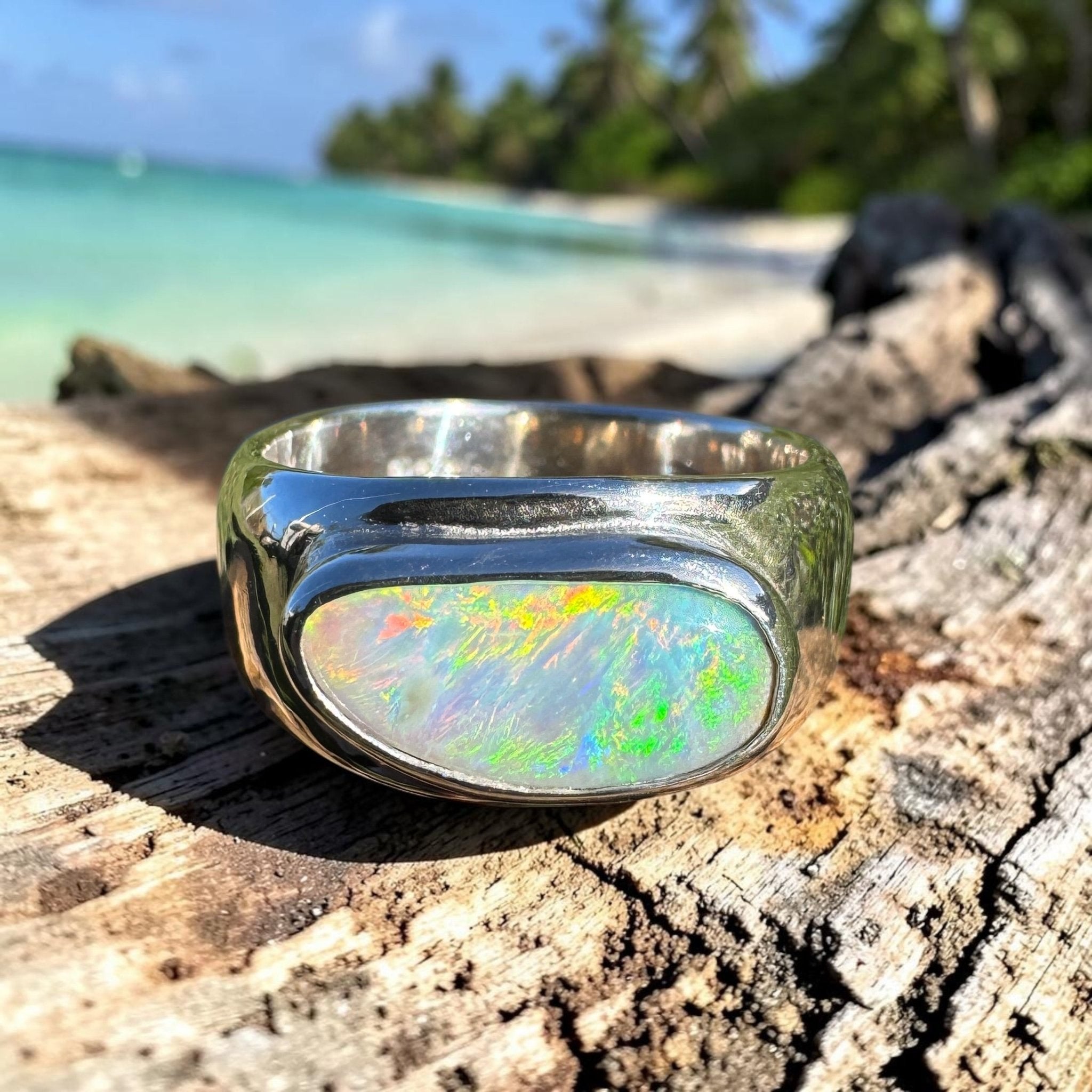 1.3ct Lightning Ridge Opal Ring ~ 'Tamworth Flame' | 925 Sterling Silver | Solid Australian Opal