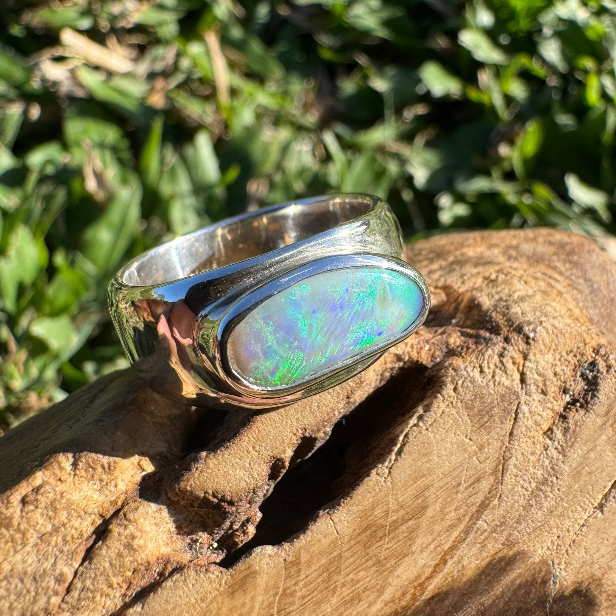 1.3ct Lightning Ridge Opal Ring ~ 'Tamworth Flame' | 925 Sterling Silver | Solid Australian Opal