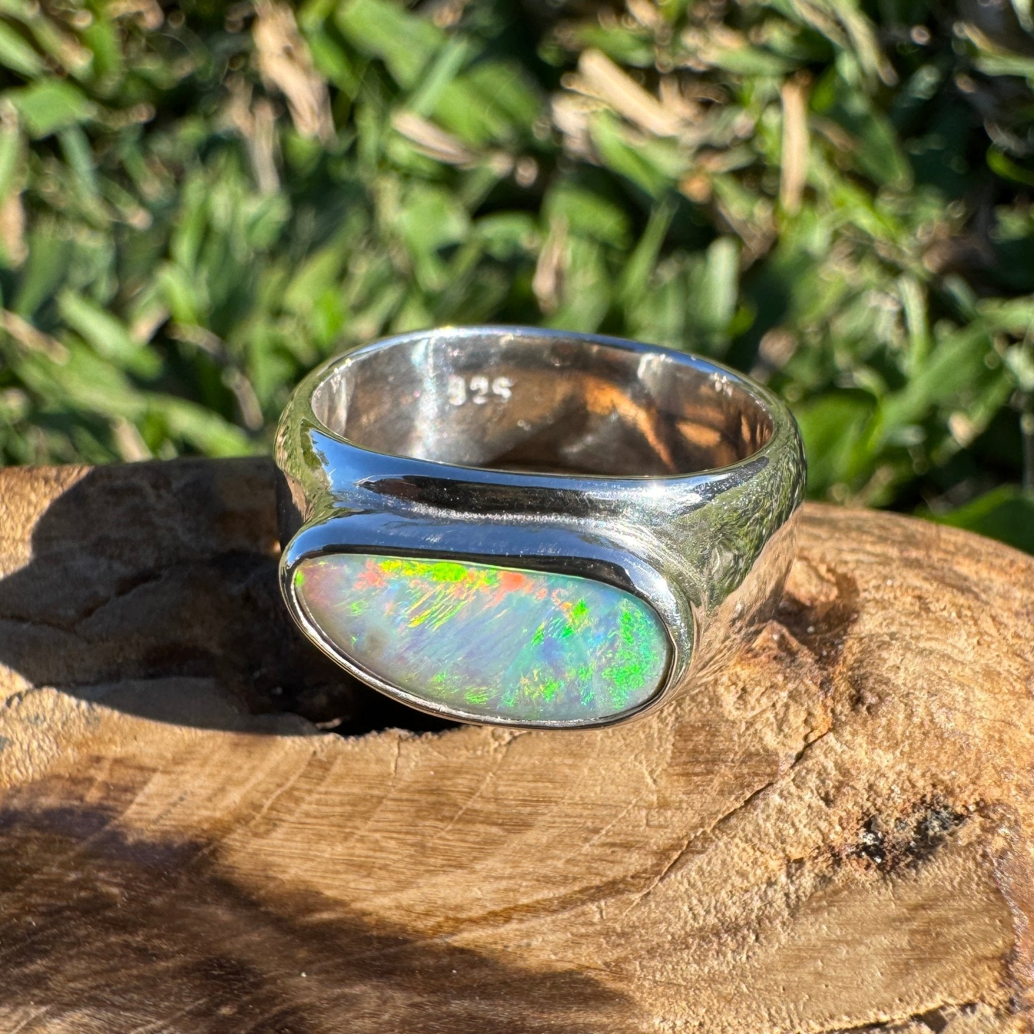 1.3ct Lightning Ridge Opal Ring ~ 'Tamworth Flame' | 925 Sterling Silver | Solid Australian Opal