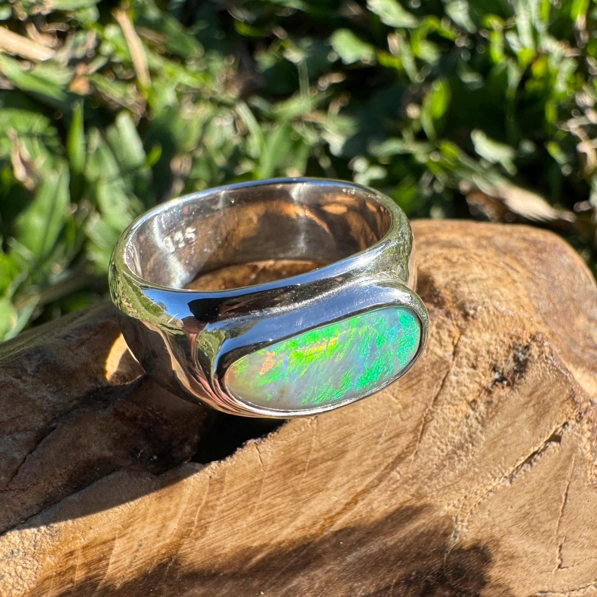 1.3ct Lightning Ridge Opal Ring ~ 'Tamworth Flame' | 925 Sterling Silver | Solid Australian Opal