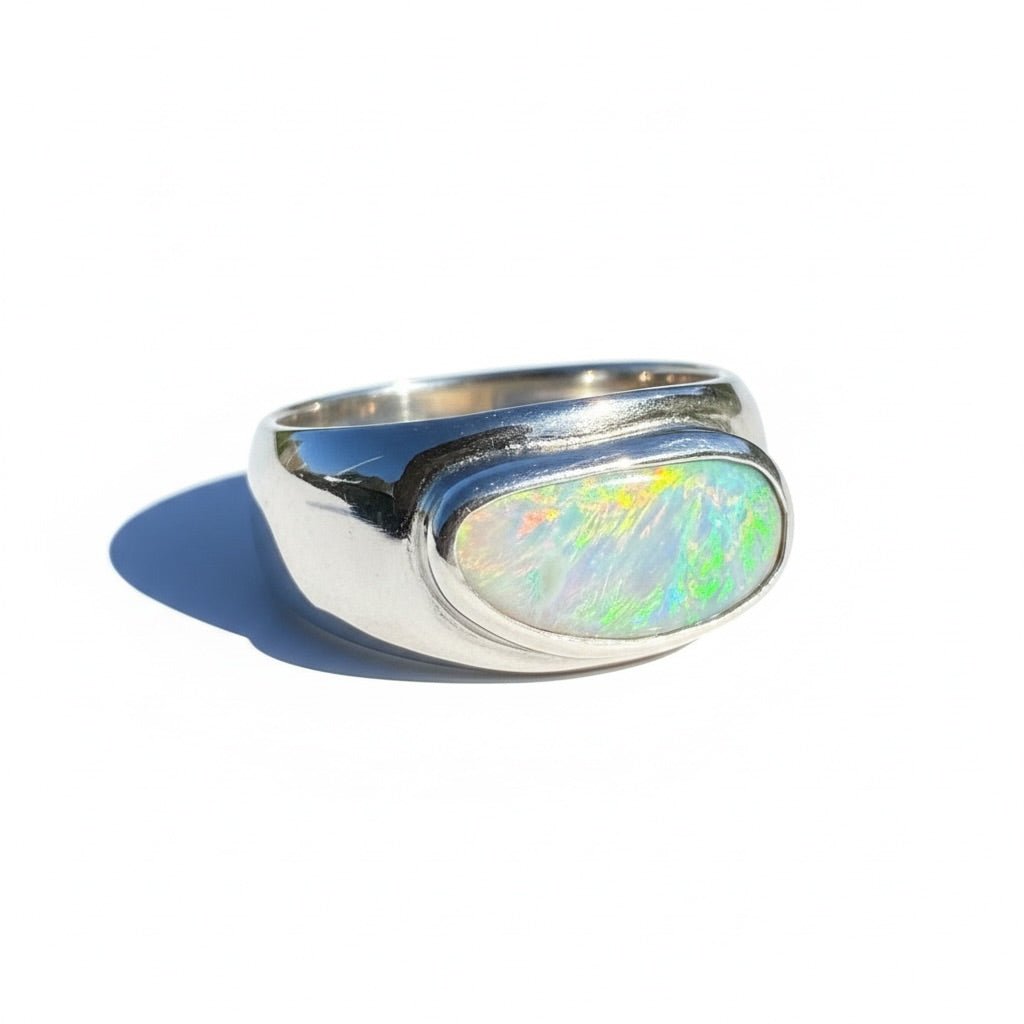 1.3ct Lightning Ridge Opal Ring ~ 'Tamworth Flame' | 925 Sterling Silver | Solid Australian Opal