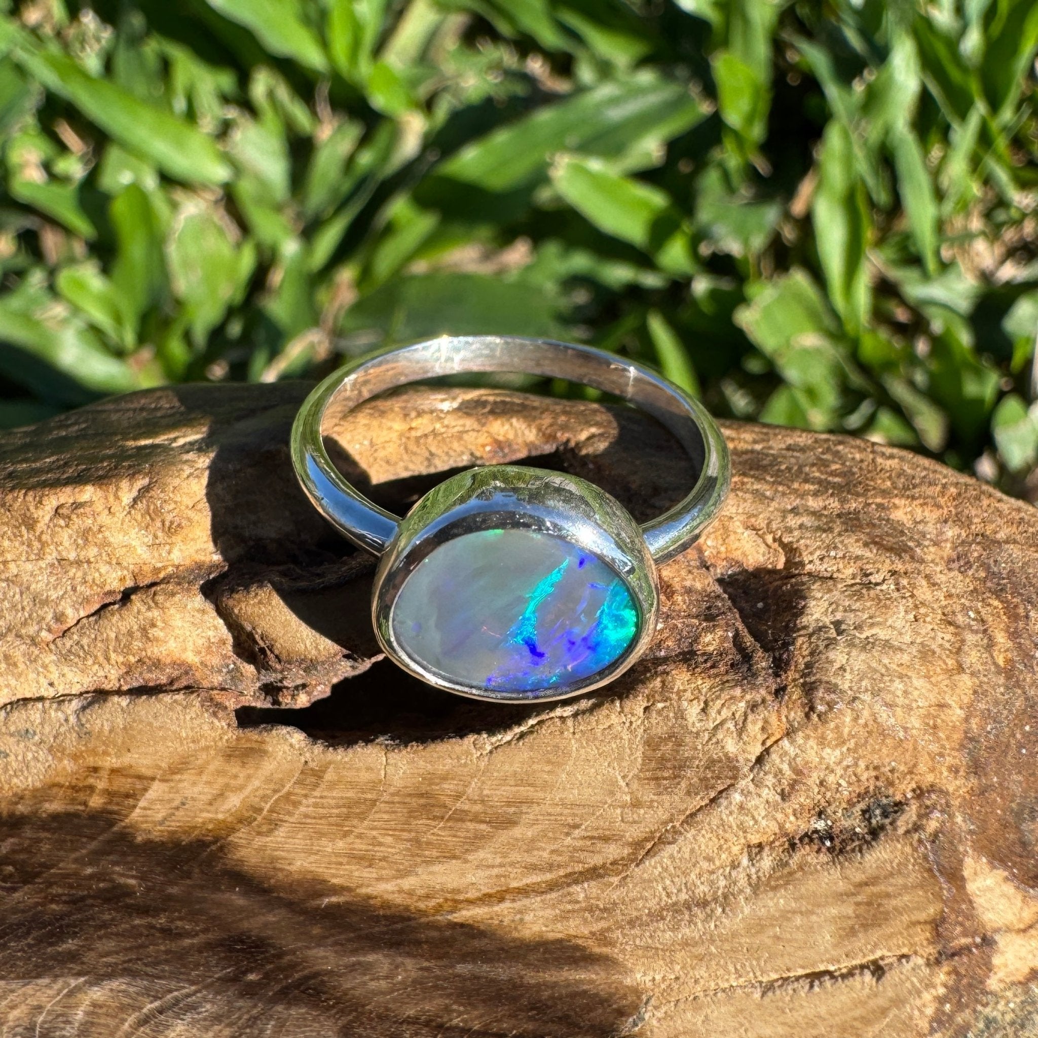 1.4ct Australian Solid Lightning Ridge Opal Ring ~ 'Silver Tide' | 925 Sterling Silver | Solid Australian Opal