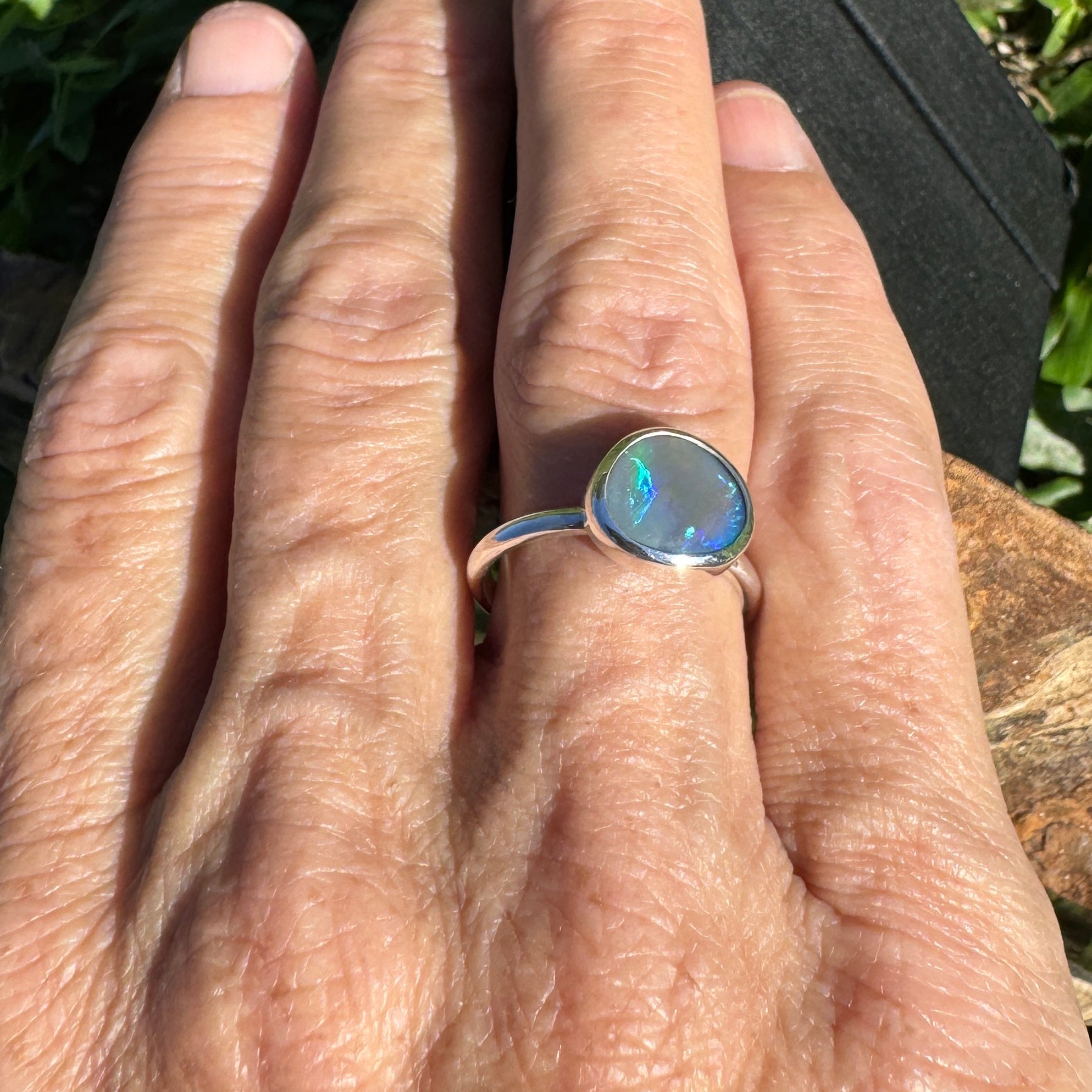1.4ct Australian Solid Lightning Ridge Opal Ring ~ 'Silver Tide' | 925 Sterling Silver | Solid Australian Opal