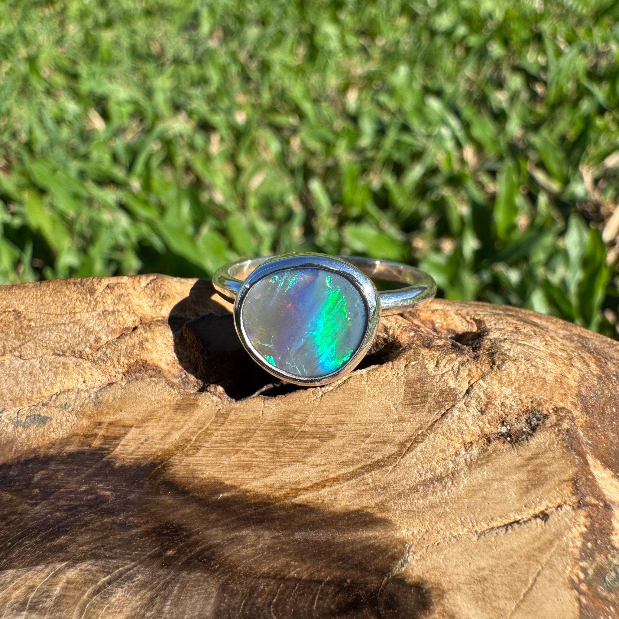 1.4ct Australian Solid Lightning Ridge Opal Ring ~ 'Silver Tide' | 925 Sterling Silver | Solid Australian Opal