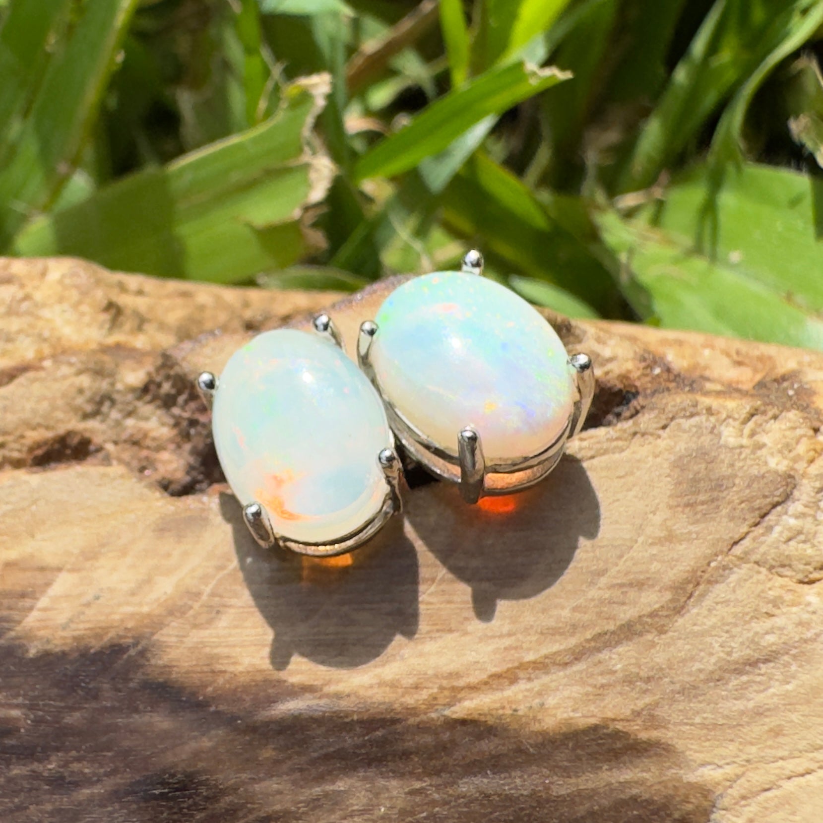 1.4ct Coober Pedy Opal Earrings ~ 'Freycinet Azure' | 925 Sterling Silver | Solid Australian Opal