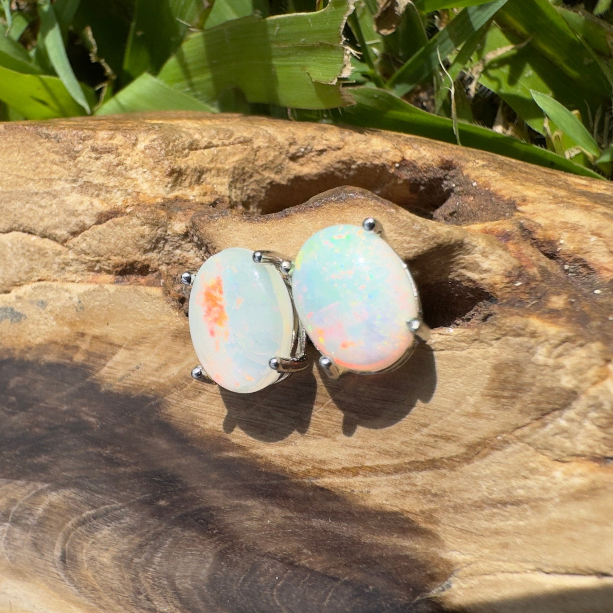 1.4ct Coober Pedy Opal Earrings ~ 'Freycinet Azure' | 925 Sterling Silver | Solid Australian Opal
