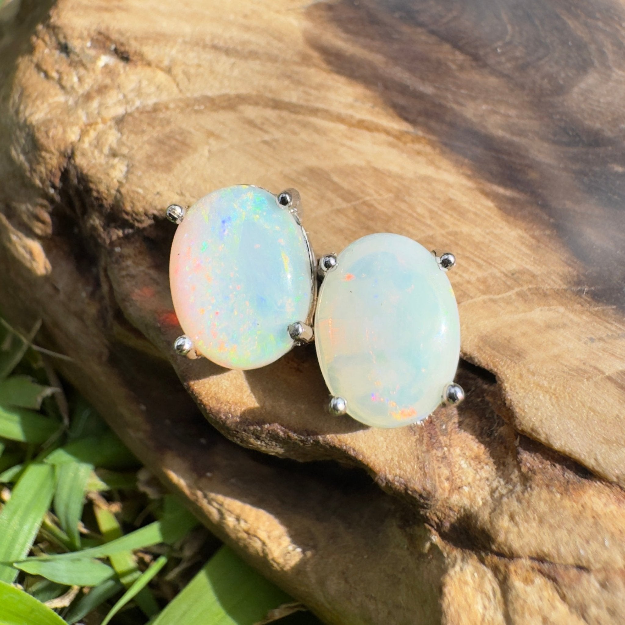 1.4ct Coober Pedy Opal Earrings ~ 'Freycinet Azure' | 925 Sterling Silver | Solid Australian Opal