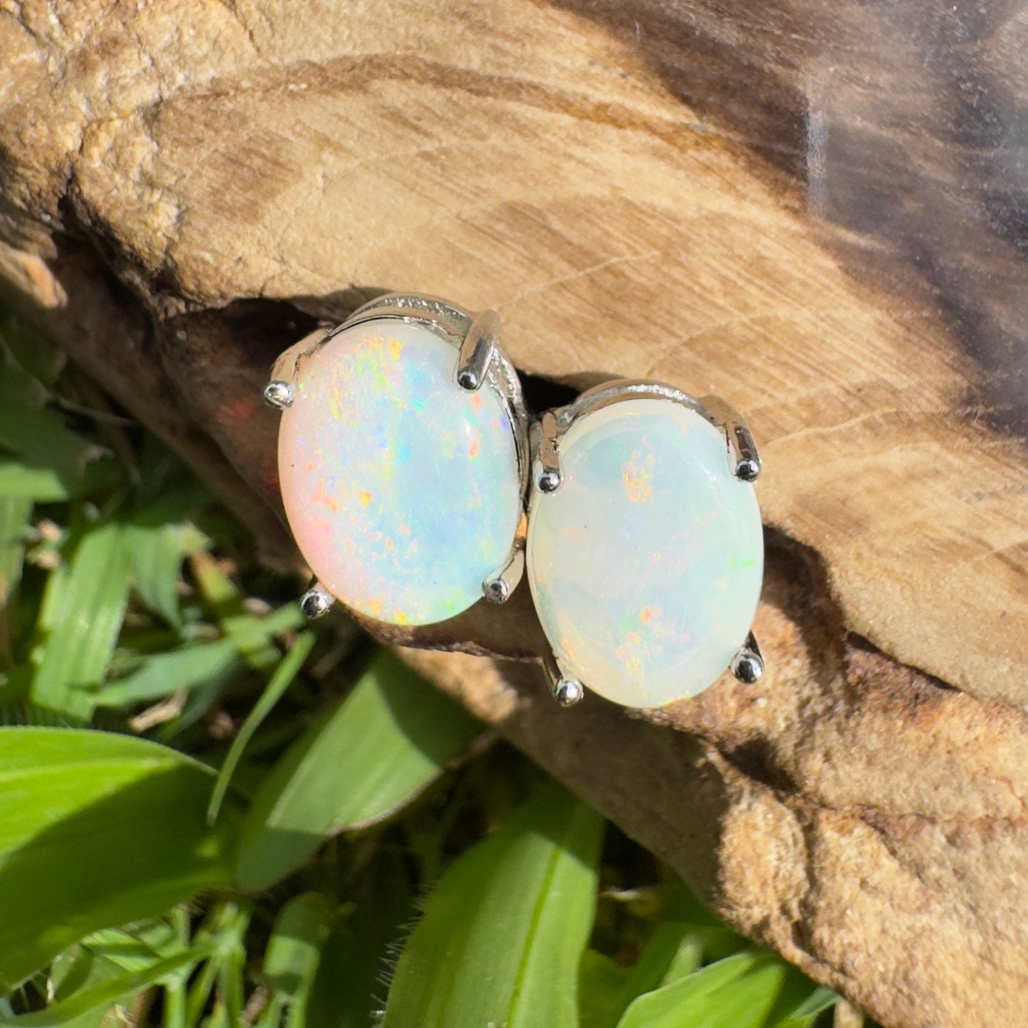 1.4ct Coober Pedy Opal Earrings ~ 'Freycinet Azure' | 925 Sterling Silver | Solid Australian Opal