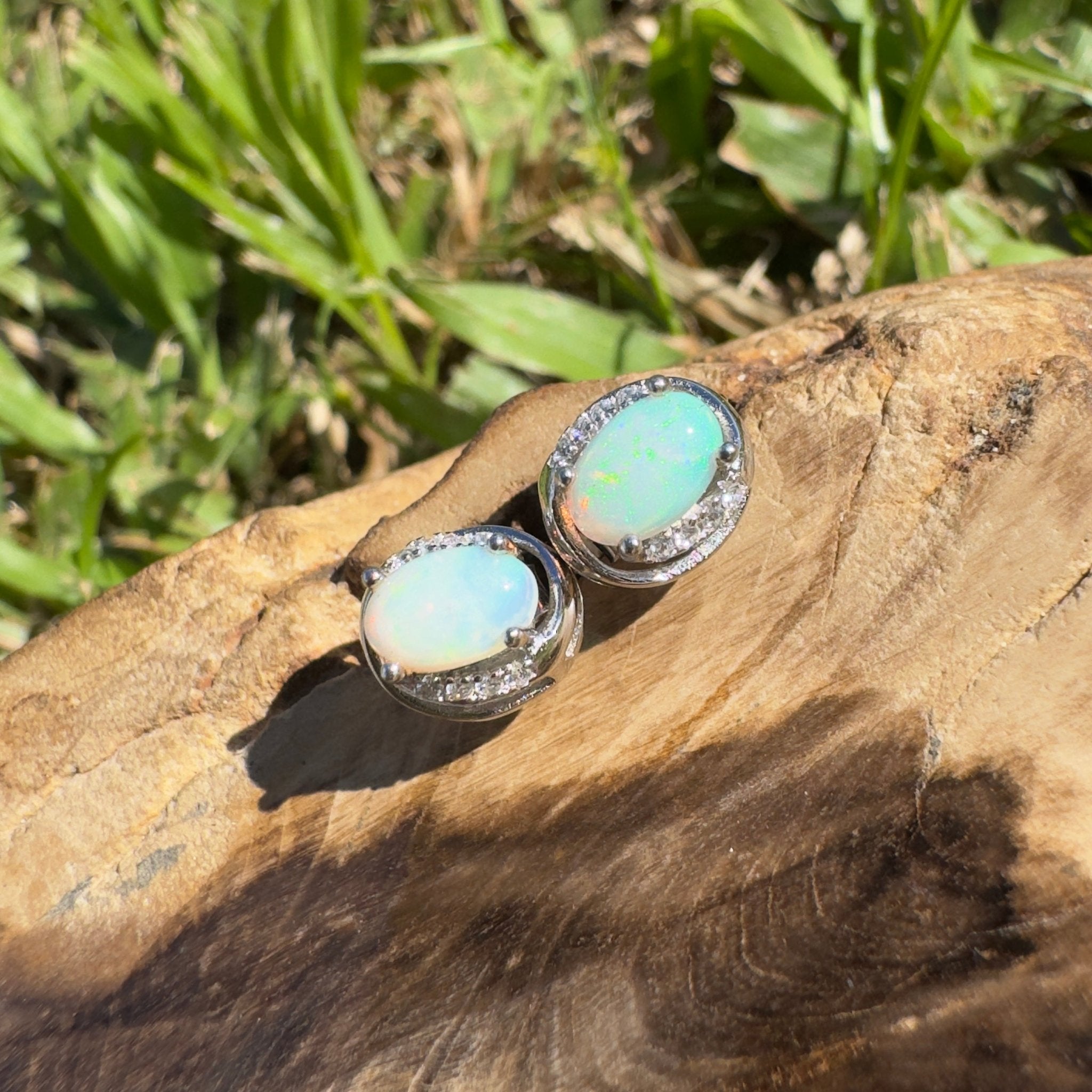 1.4ct Coober Pedy Opal Earrings ~ 'Ocean Beach Vibe' | 925 Sterling Silver | Solid Australian Opal